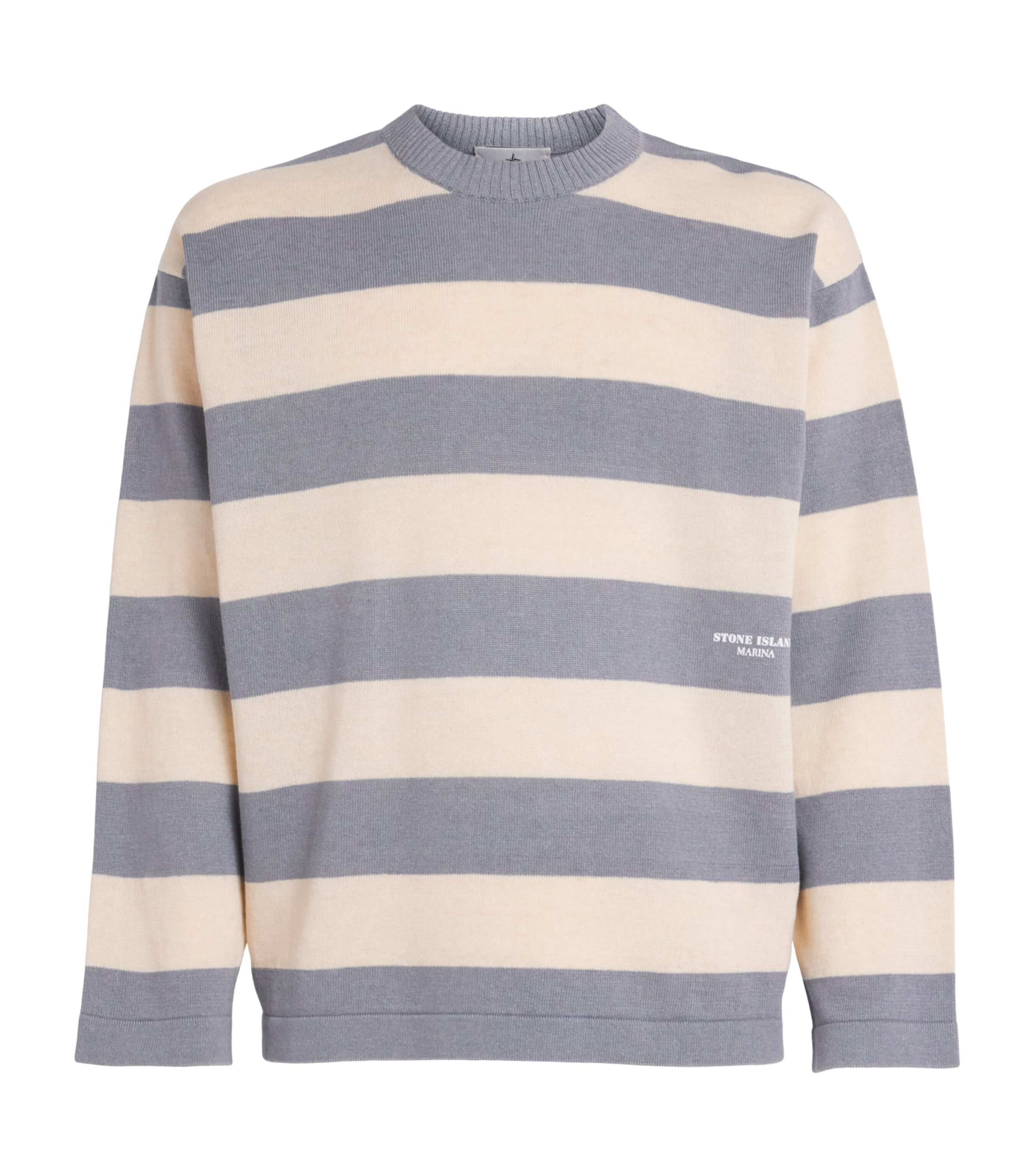 Stone Island Mens Cotton-Linen Stripe T-Shirt Image 1