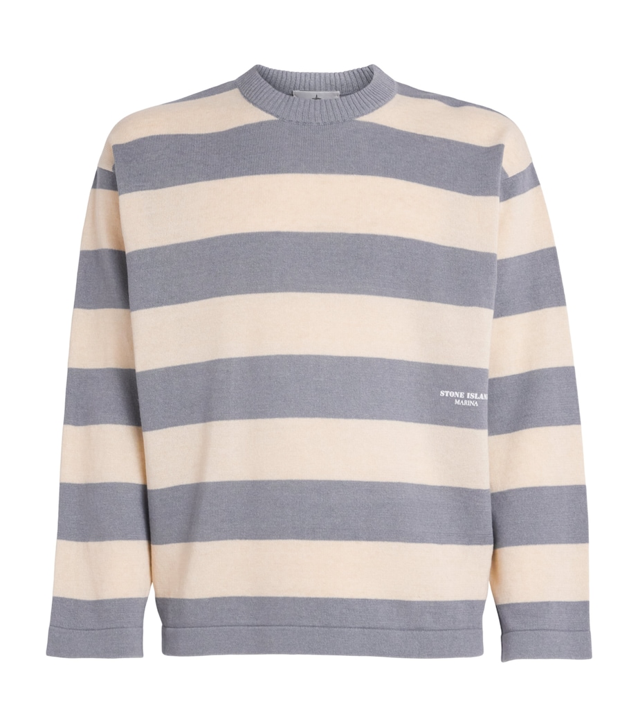 Stone Island Mens Cotton-Linen Stripe T-Shirt Image 1