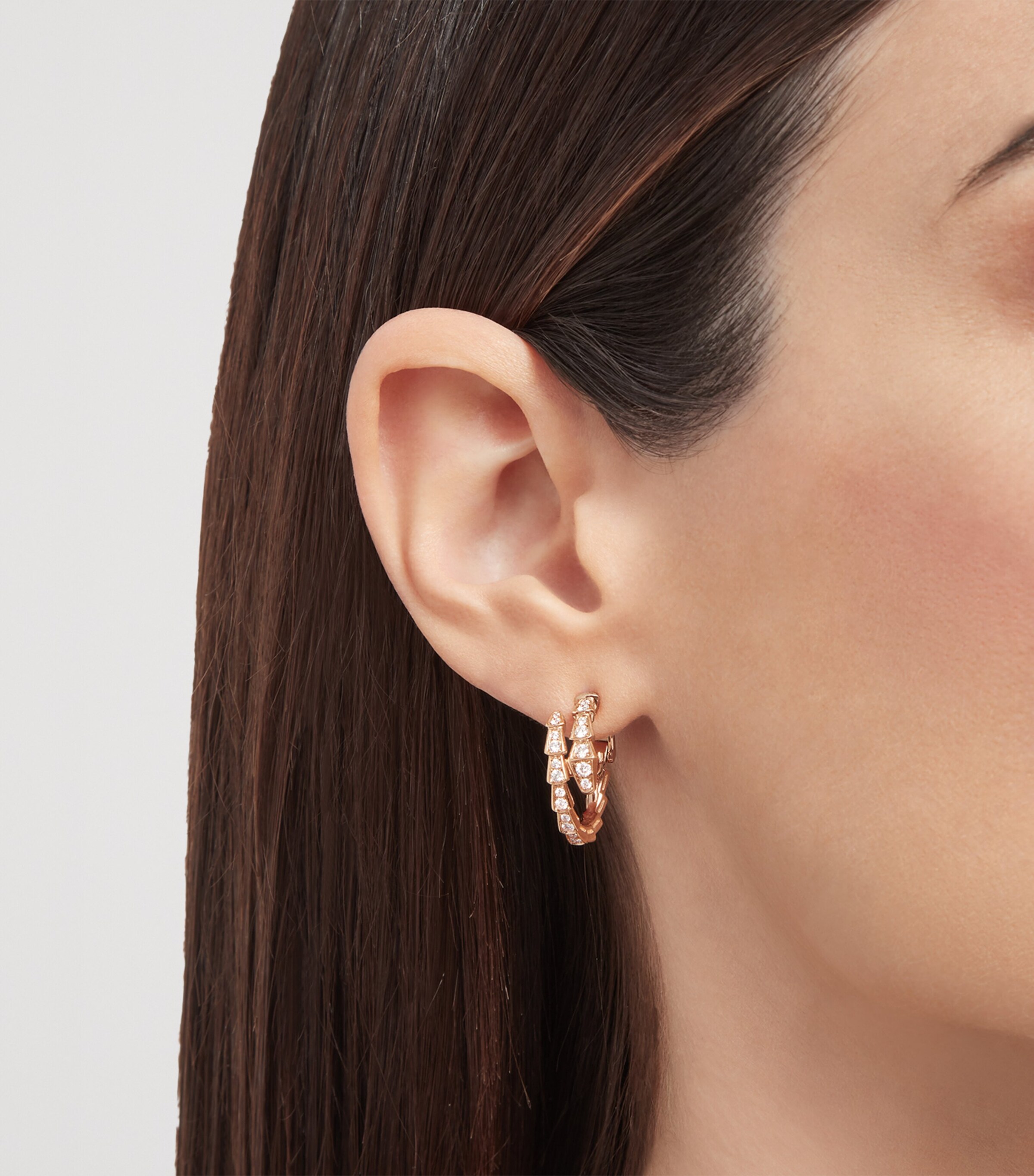Rose Gold and Diamond Serpenti Viper Earrings PINK GOLD Image 3