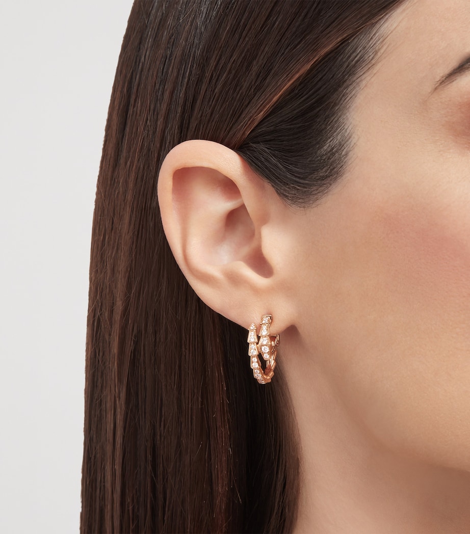 Rose Gold and Diamond Serpenti Viper Earrings PINK GOLD Image 3