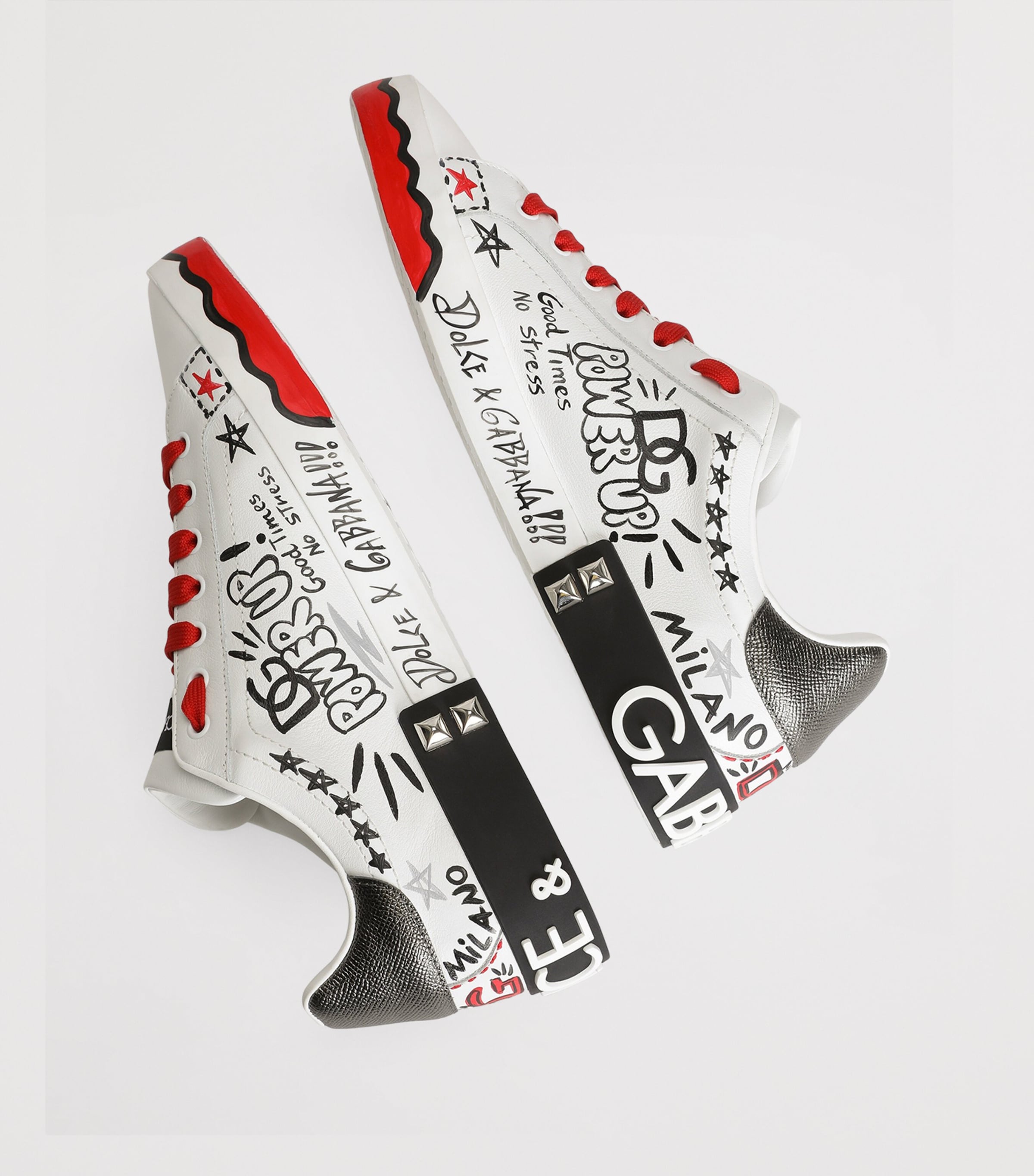 Dolce&Gabbana Leather Graffiti Low-Top Sneakers Scritte Corona Image 5