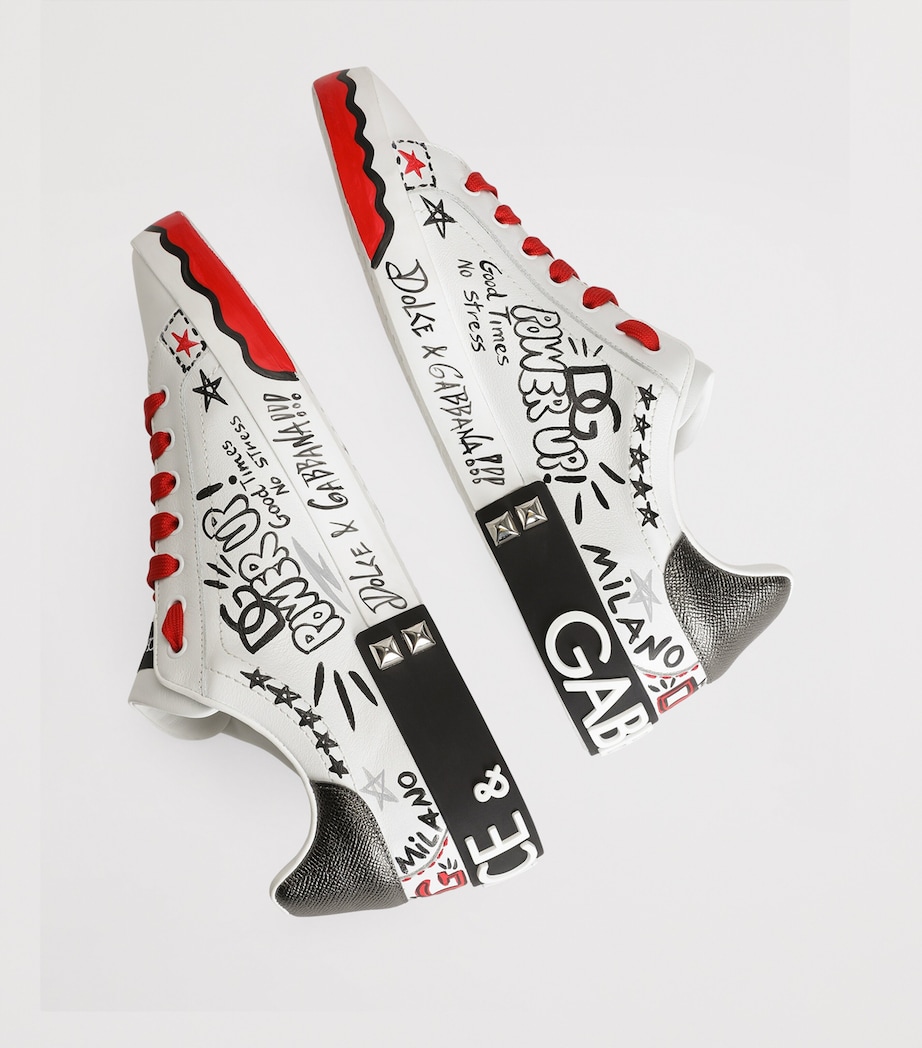 Dolce&Gabbana Leather Graffiti Low-Top Sneakers Scritte Corona Image 5
