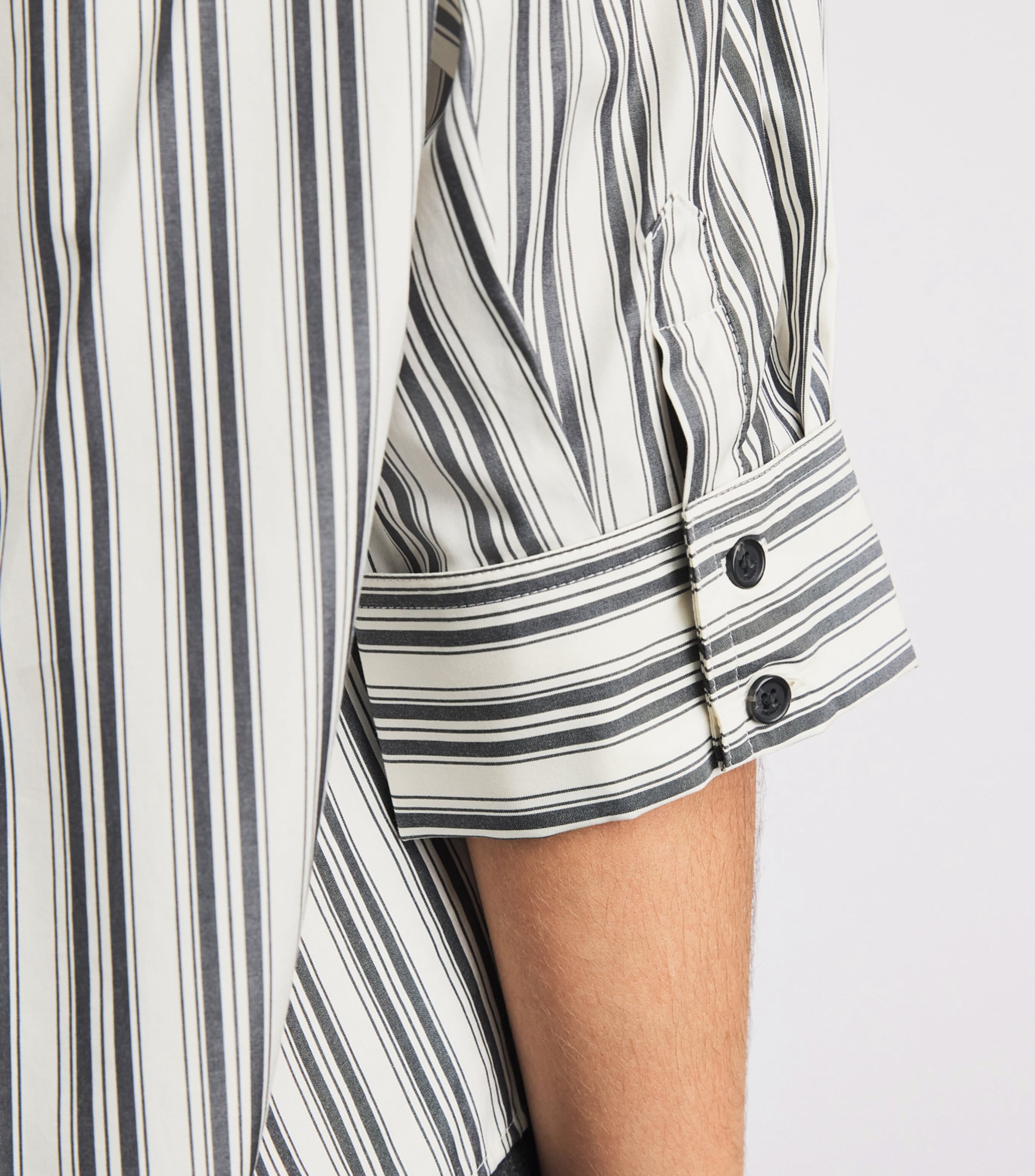 Rag & Bone Womens Cropped-Sleeve Stripe Lucia Shirt Charcstrp Image 2
