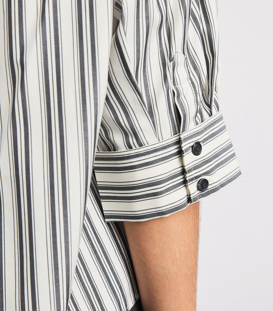 Rag & Bone Womens Cropped-Sleeve Stripe Lucia Shirt Charcstrp Image 2