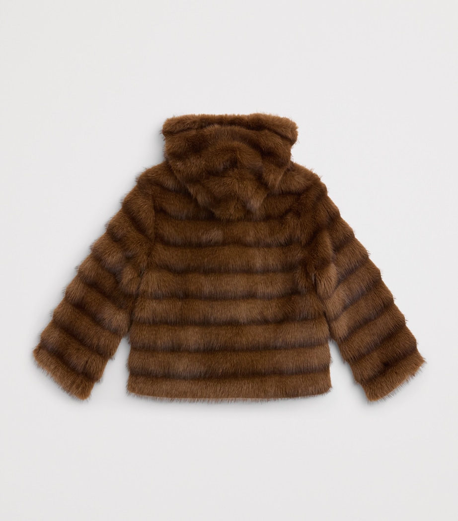 Monnalisa Faux-Fur Hooded Jacket (2-12 Years) Marronescuro Image 2