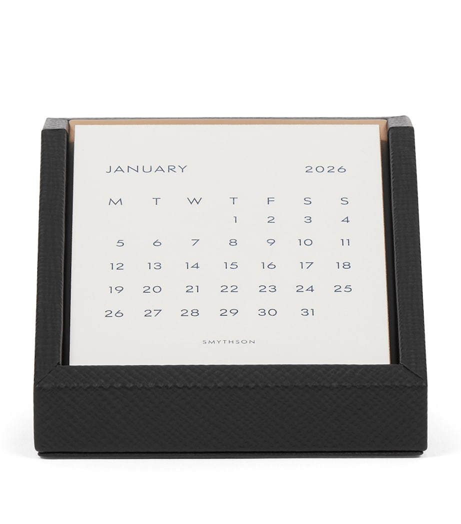 Smythson Leather Desk Calendar Black Image 2