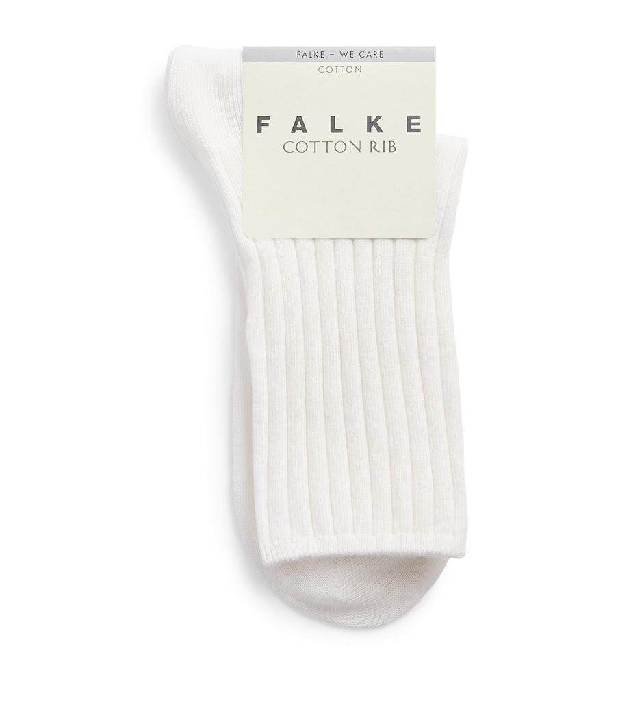 Falke Womens Stretch-Cotton Ribbed Socks Off White Image 1
