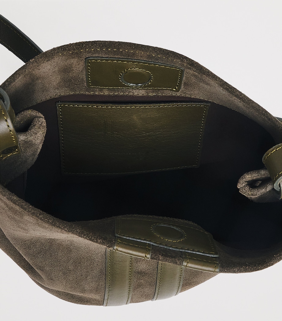 Harrods x Tusting Small Suede H Cross-Body Bag Olive Image 4