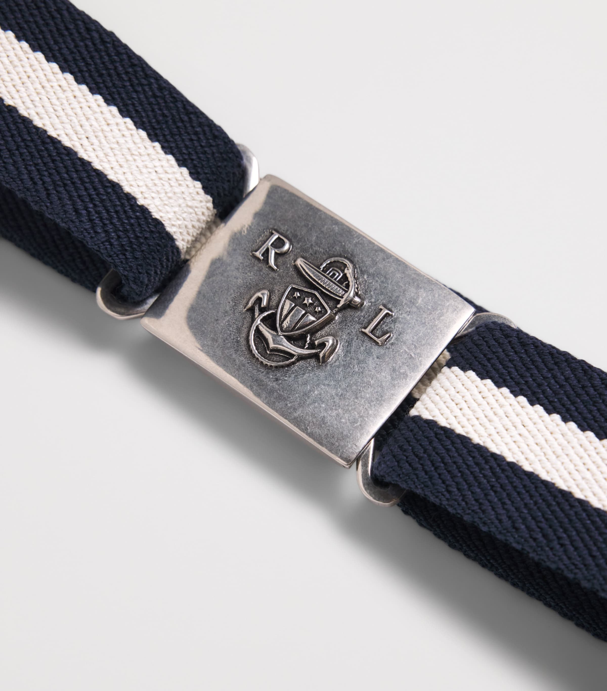 Ralph Lauren Purple Label Cotton Anchor Belt Navy/cream Image 5
