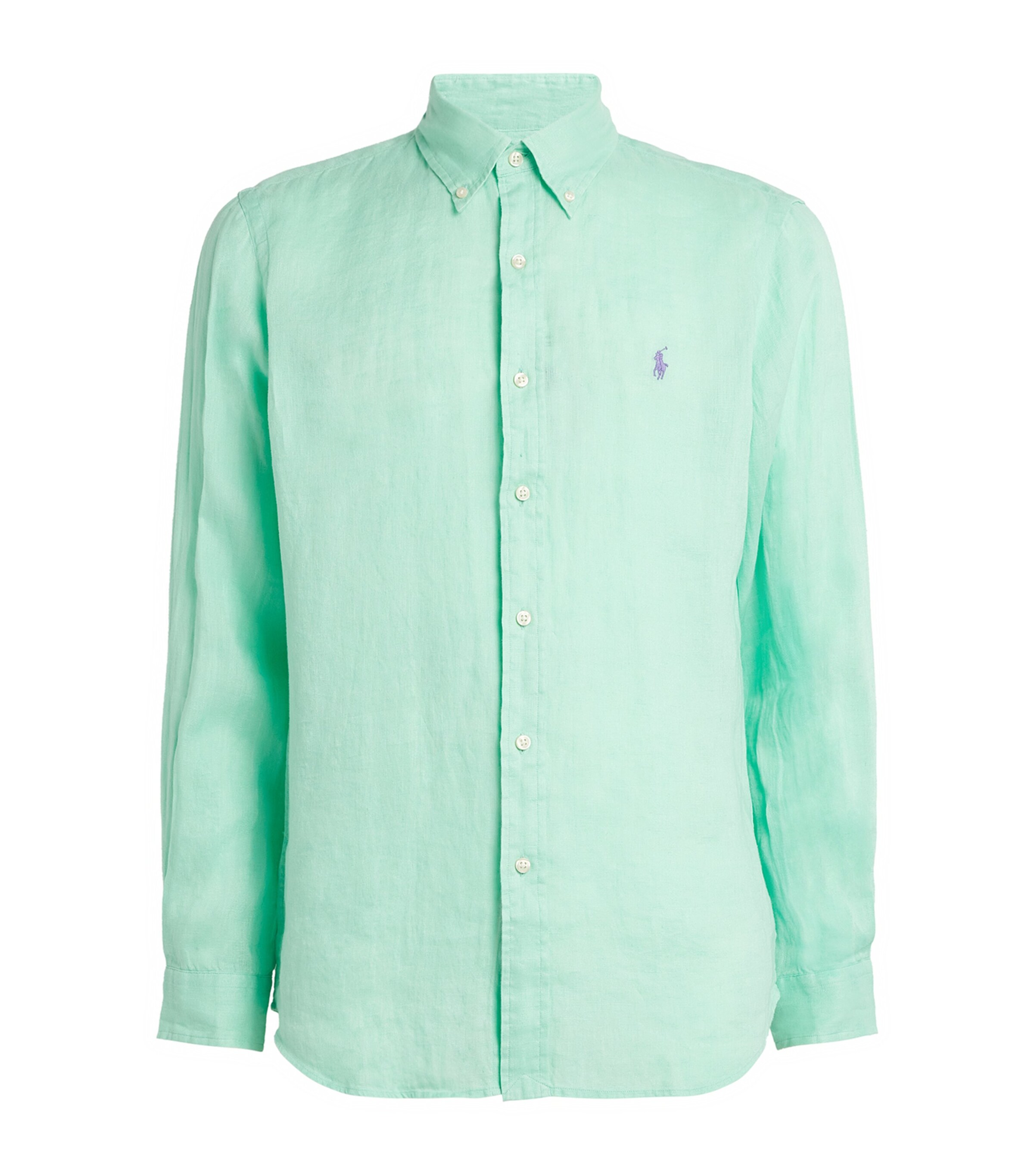 Polo Ralph Lauren Mens Linen Custom Fit Shirt Blue Image 1