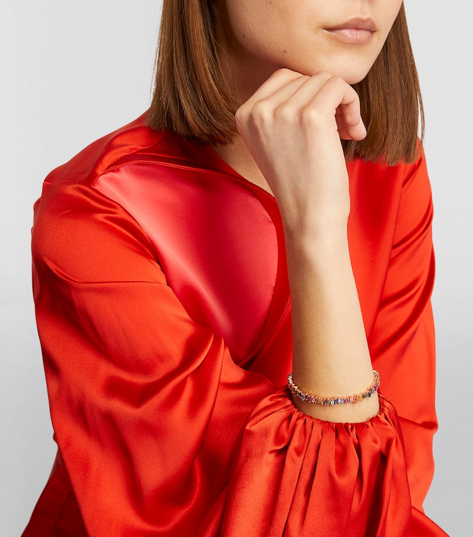 Rose Gold and Rainbow Sapphire Bold Tennis Bracelet 18K RG/RS Image 4