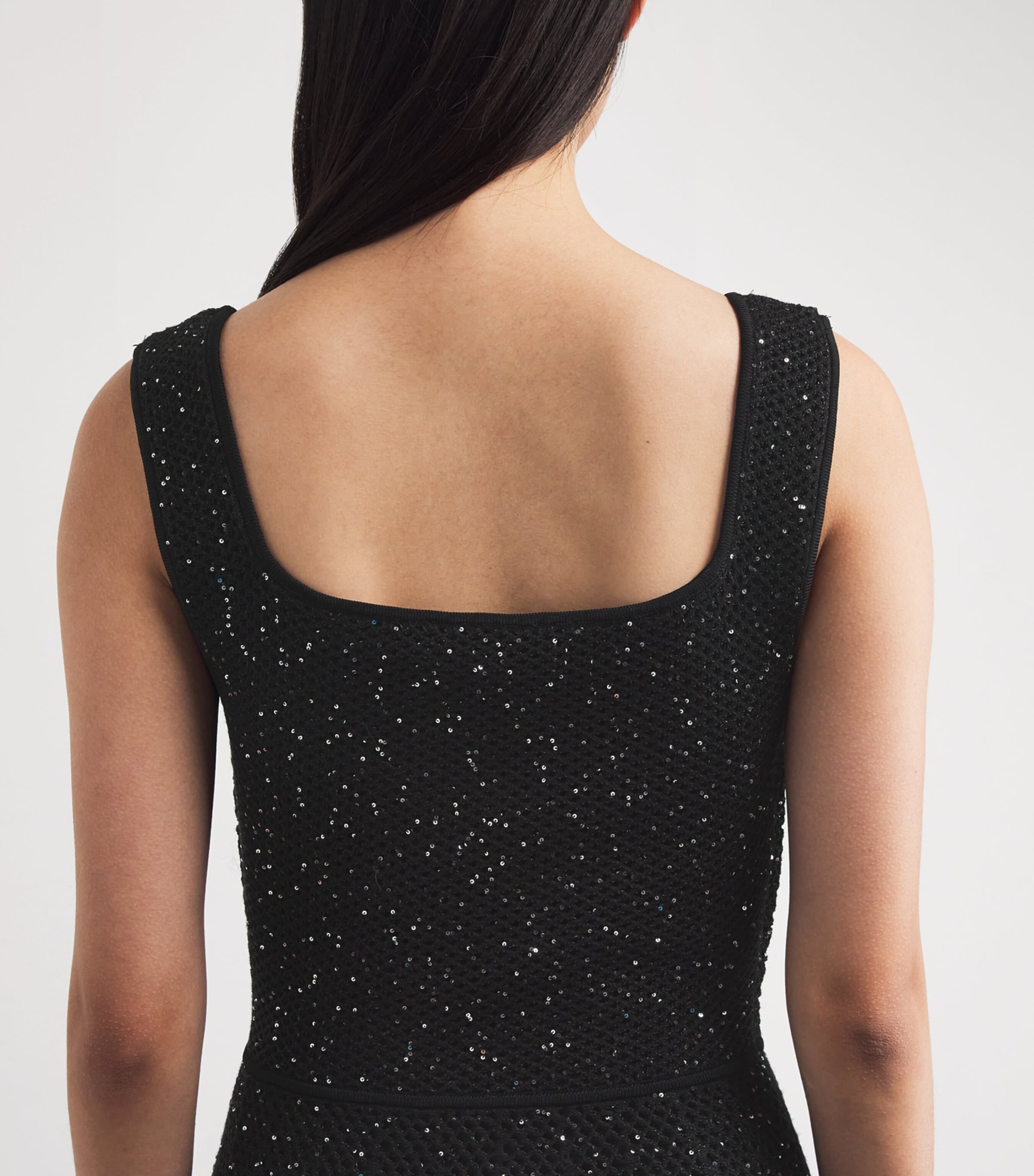 Knitted Rhinestone Maxi Dress BLACK Image 6