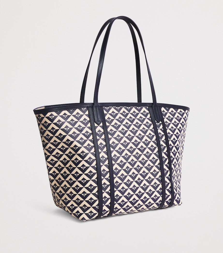 Coated Canvas Geometric Tote Bag NAVY Image 3