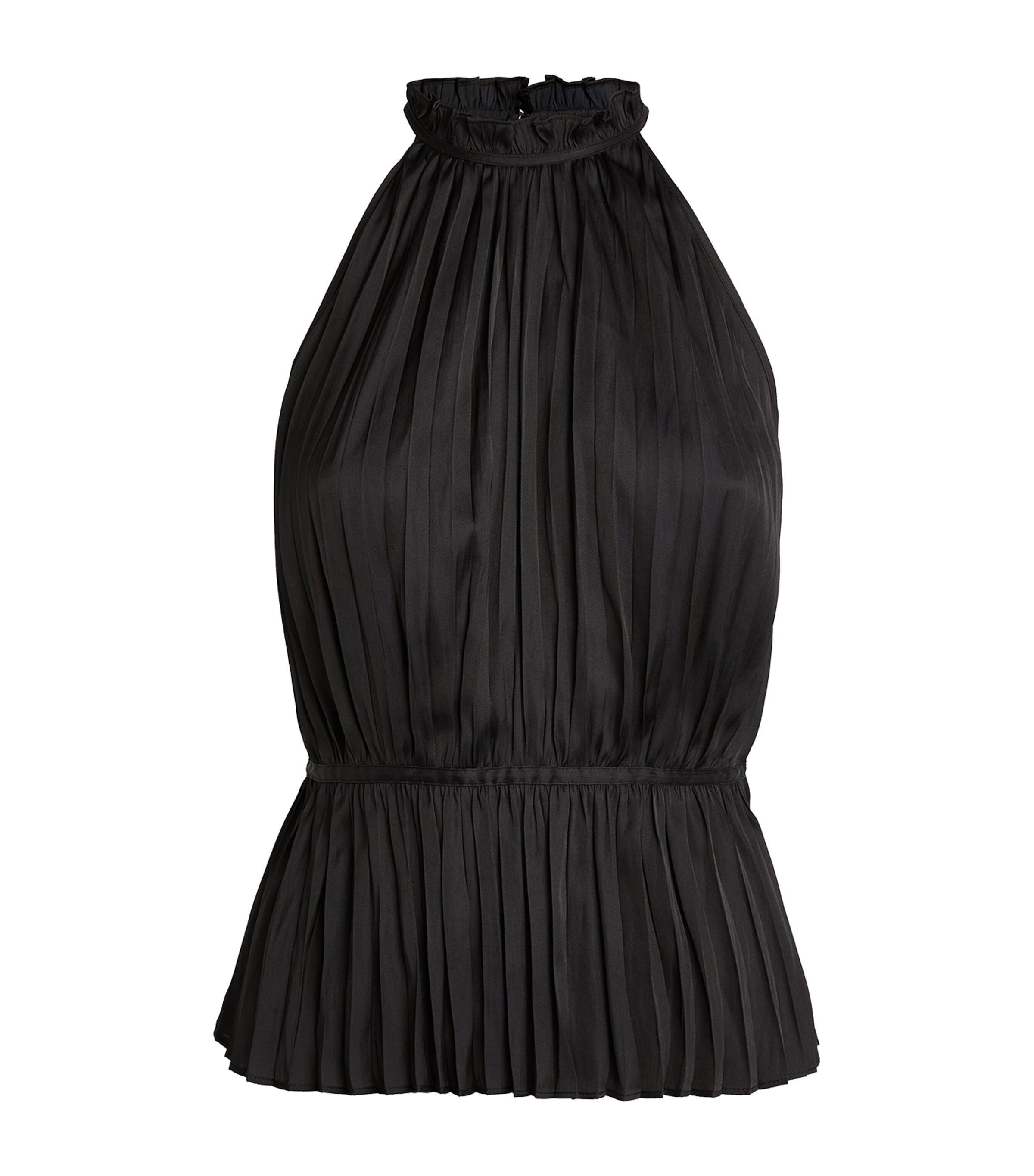 Maje Sleeveless Pleated Top In Black