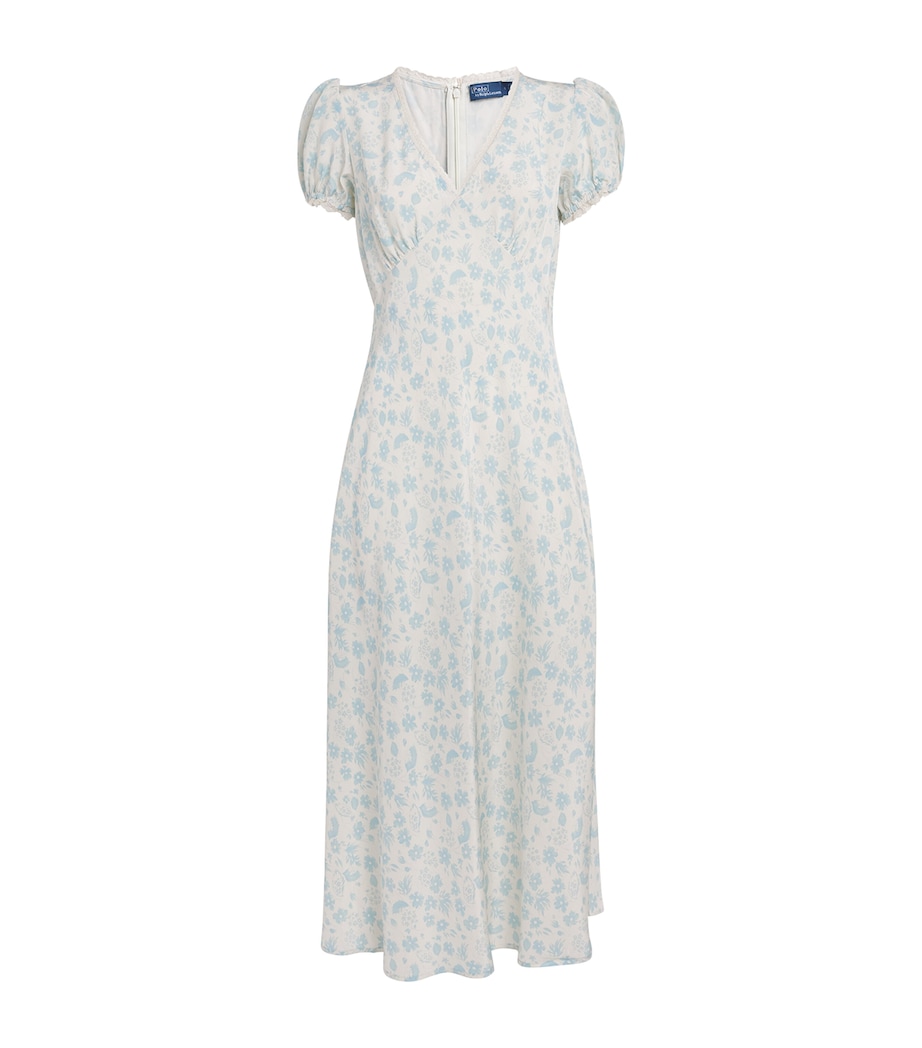 Silk Floral Midi Dress WHITE Image 1