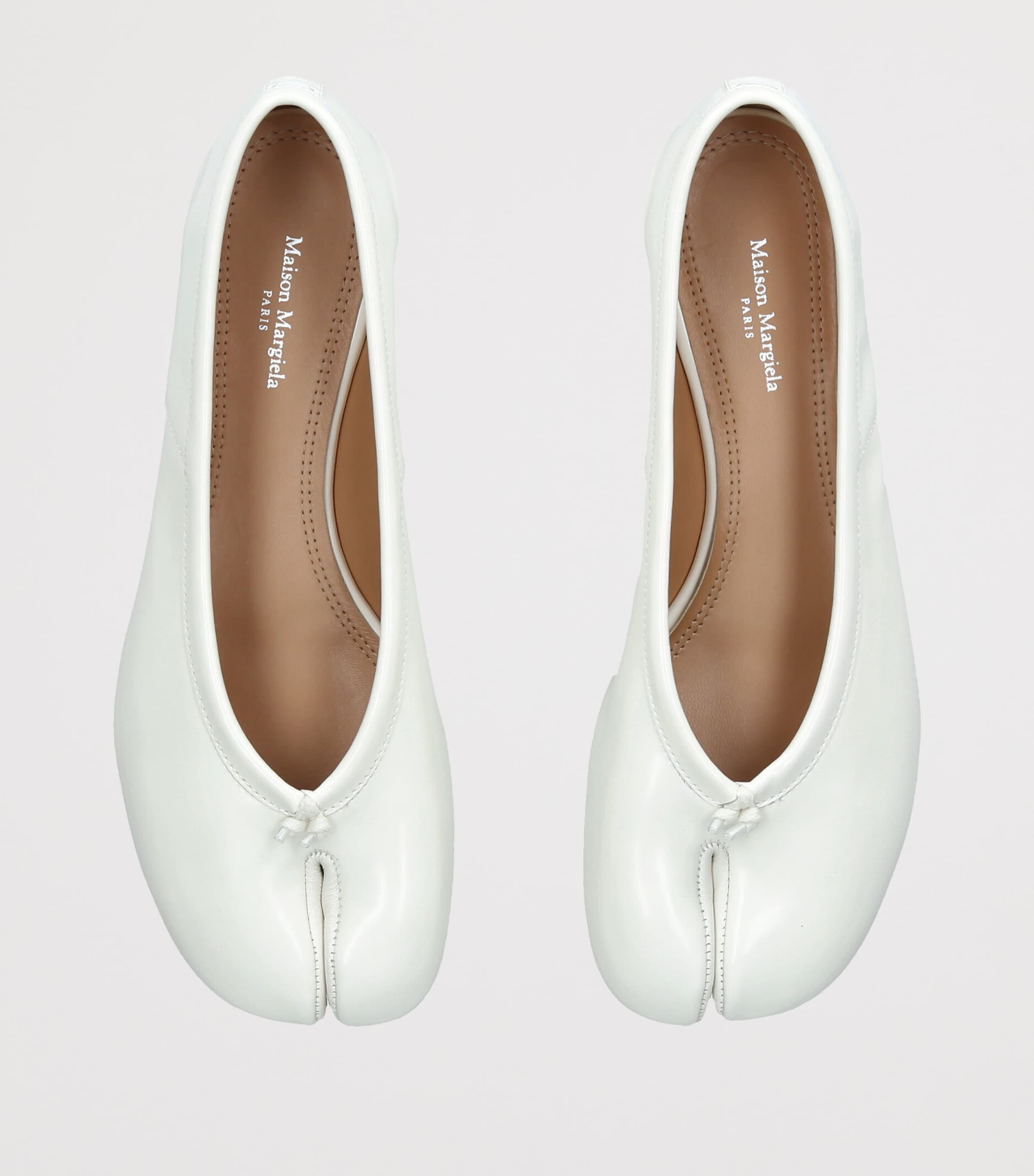 Maison Margiela Leather Tabi Ballet Flats White Image 4