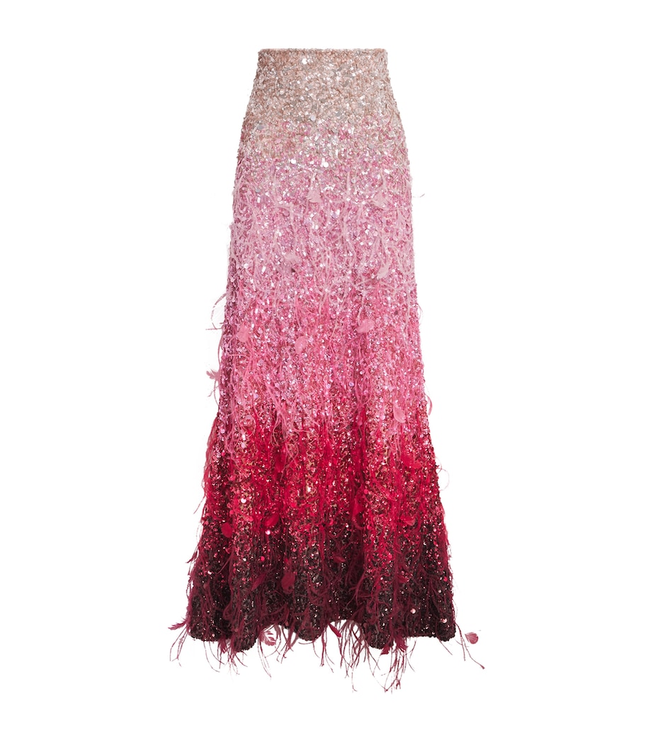 Alice+Olivia Womens Embellished Ashton Maxi Skirt Asc Ombre Pink Image 1