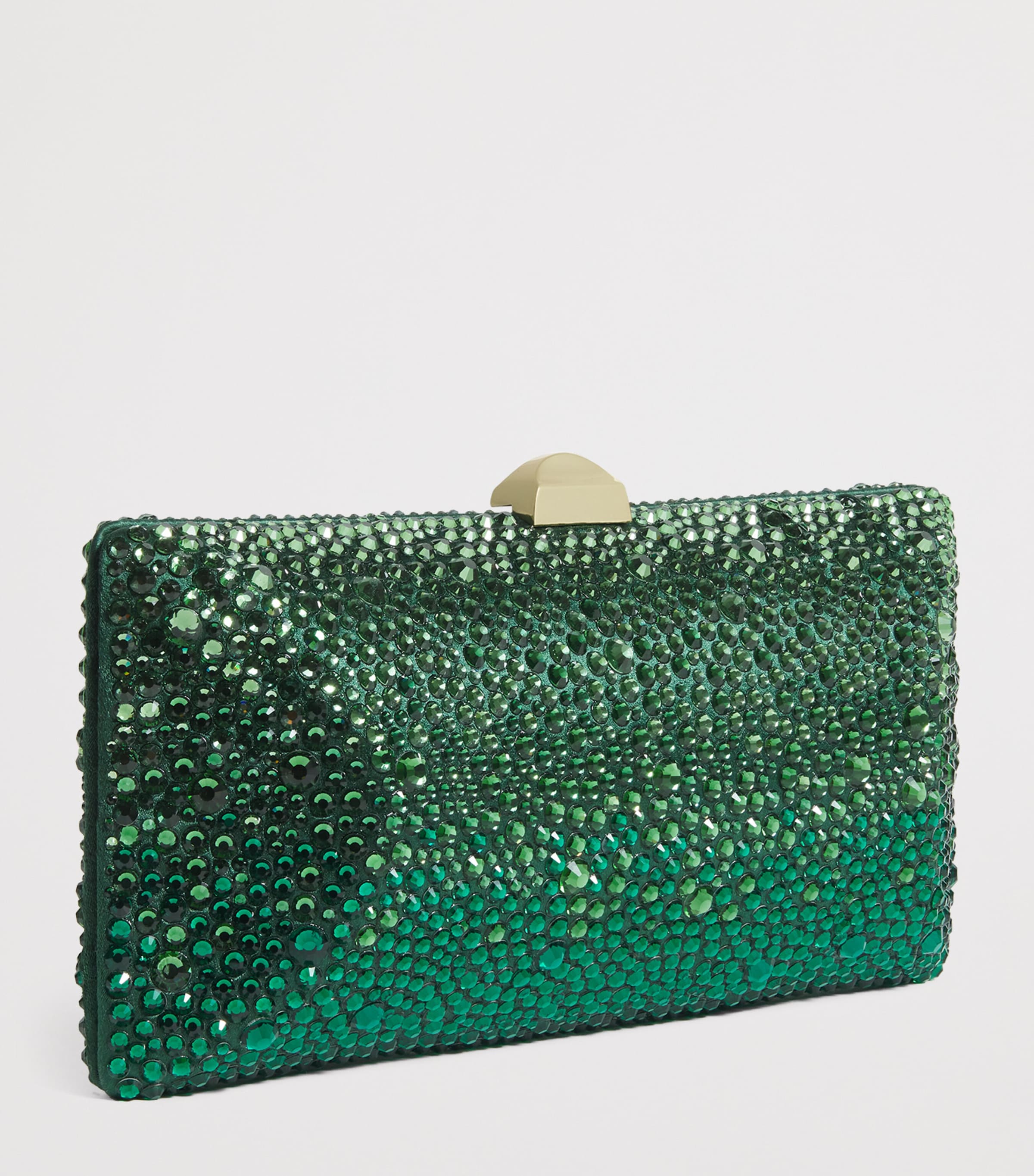 Rodo Silk Crystal Clutch Bag Sage Green Image 3