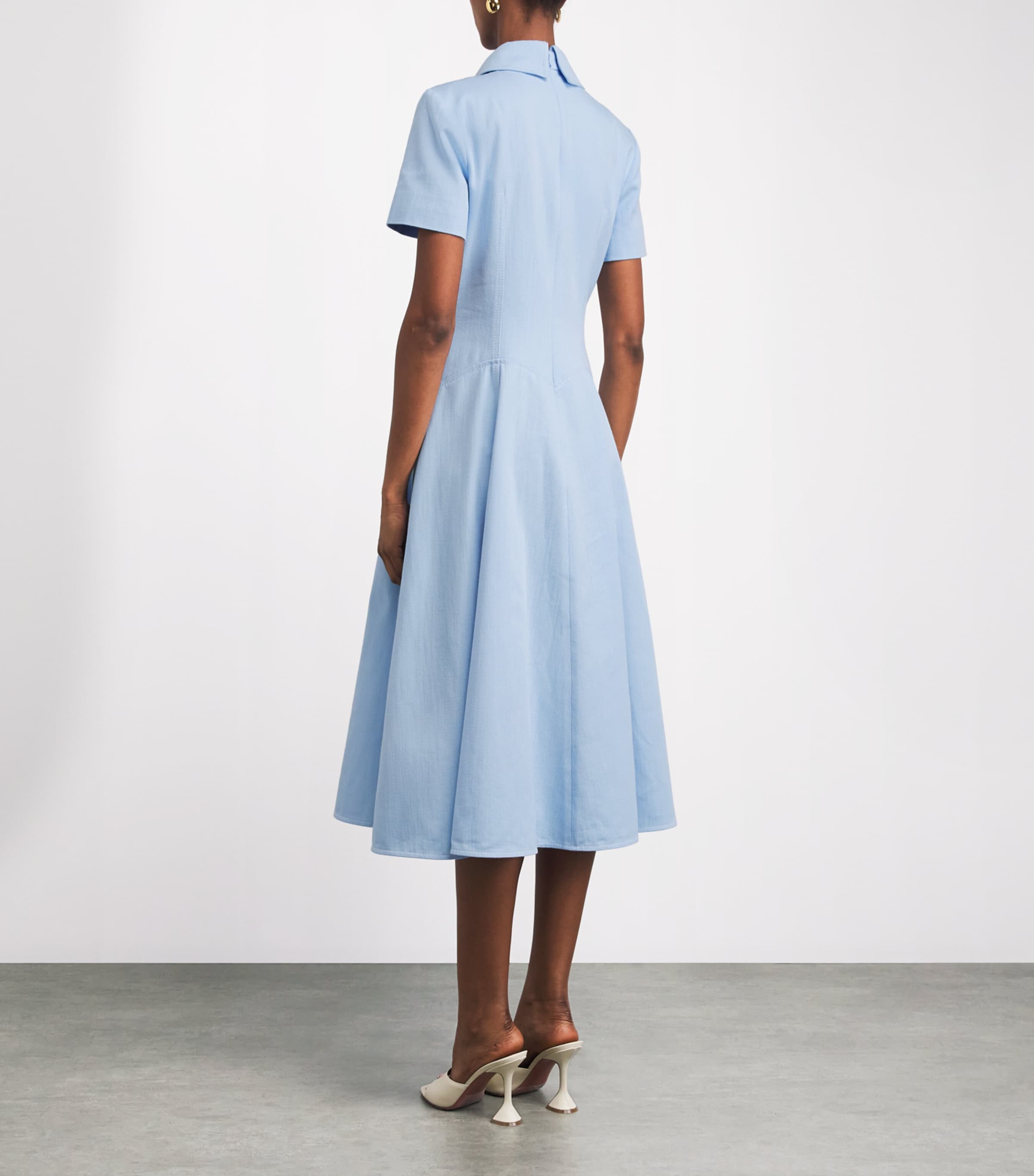 Emilia Wickstead Womens Denim Jody Midi Dress Icy Blue Image 4