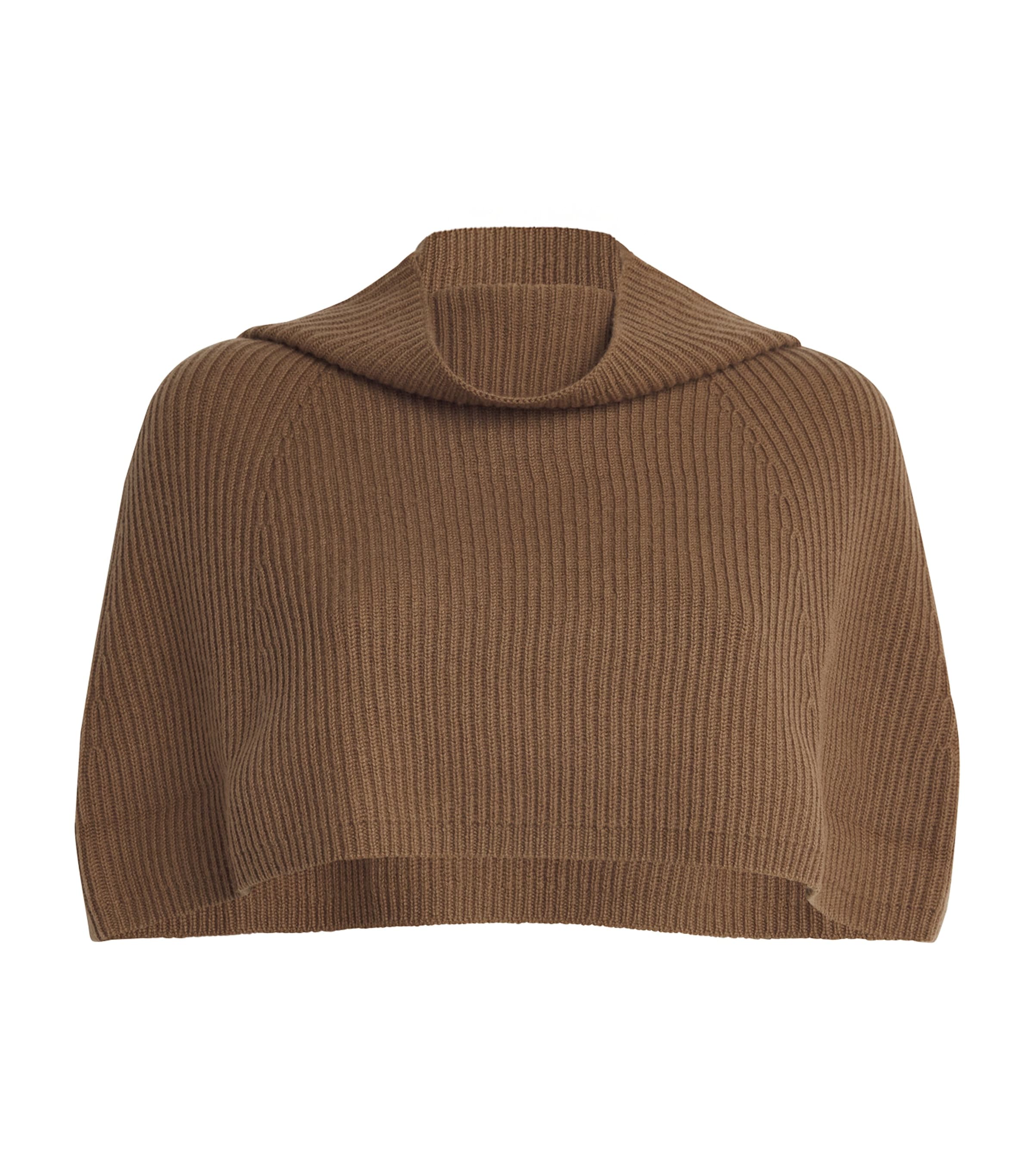 Max Mara Wool-cashmere Cropped Poncho In Brown