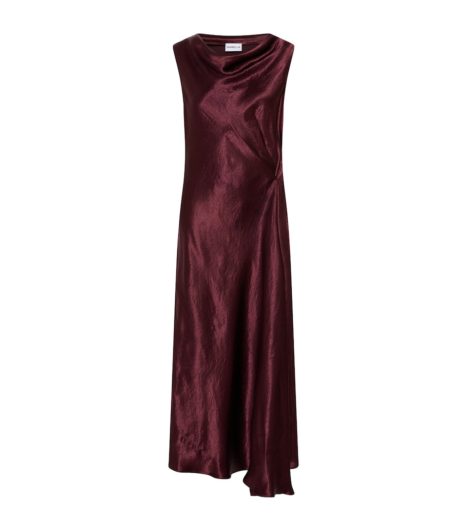 Marella Womens Satin Midi Dress Bordeaux Image 1
