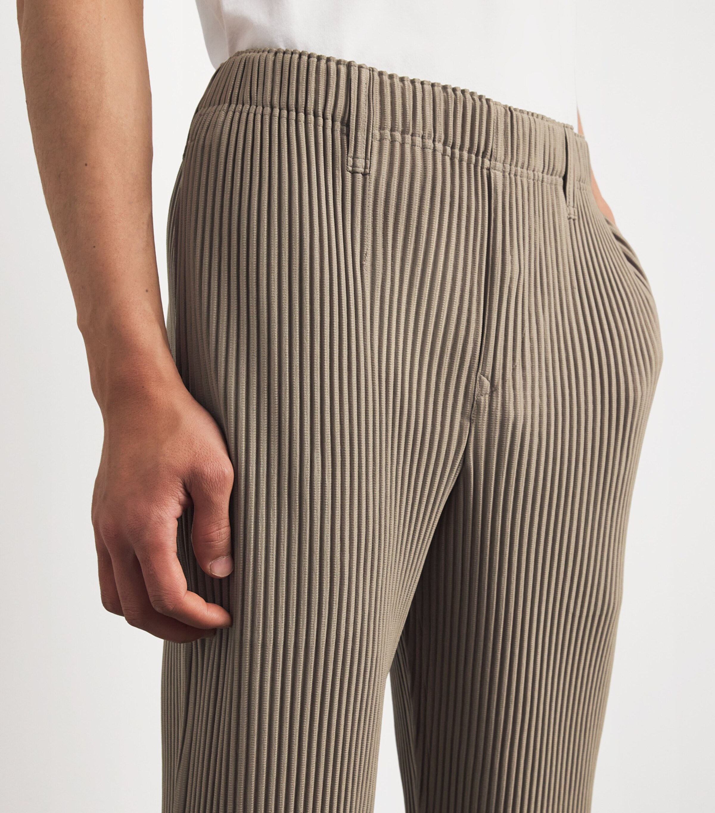 Homme Plissé Issey Miyake Mens Pleated Straight Trousers Riverside Gray Image 6
