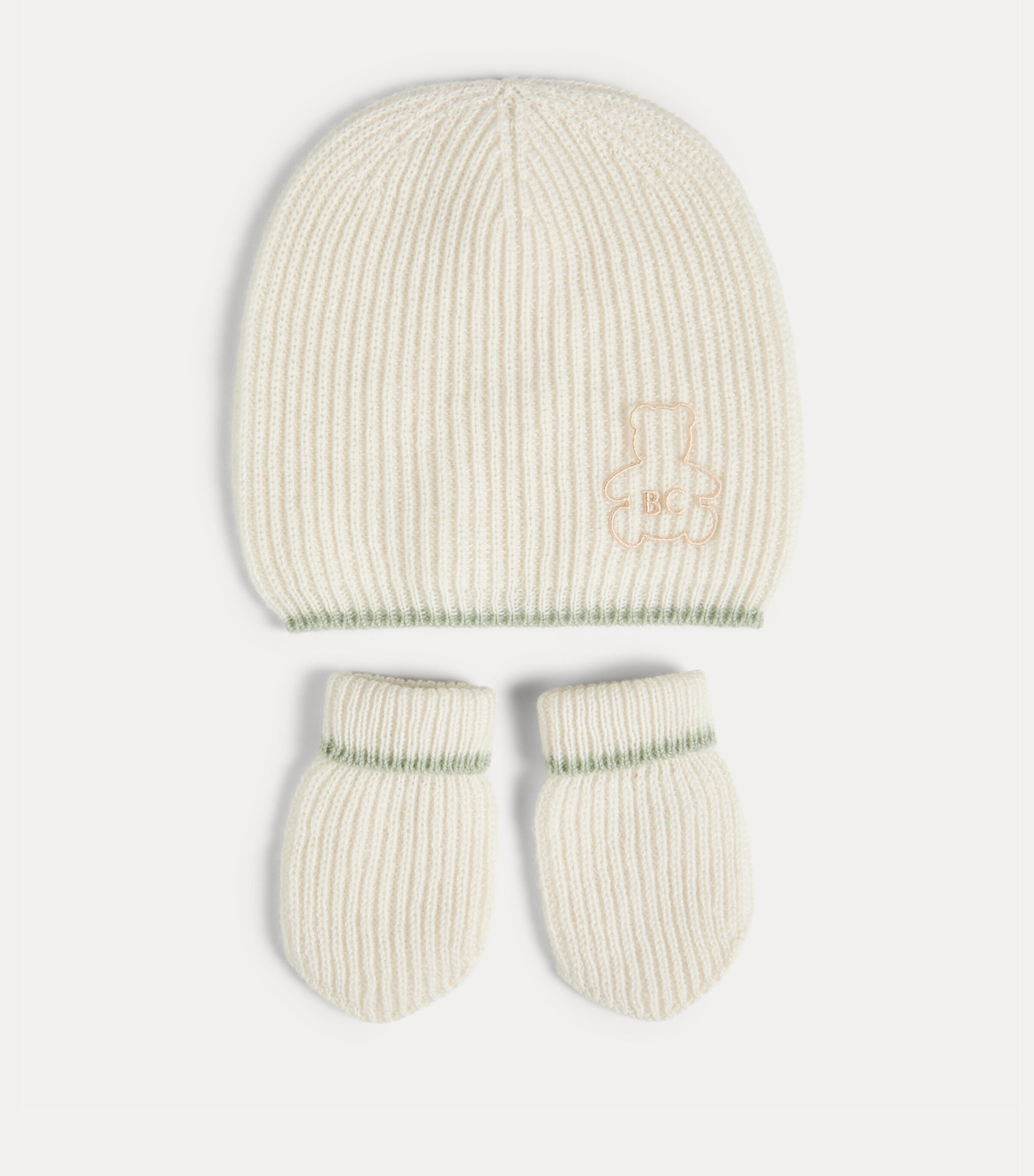 Brunello Cucinelli Kids Cashmere Rib Beanie, Mittens and Socks Set (0-36 Months) Image 3