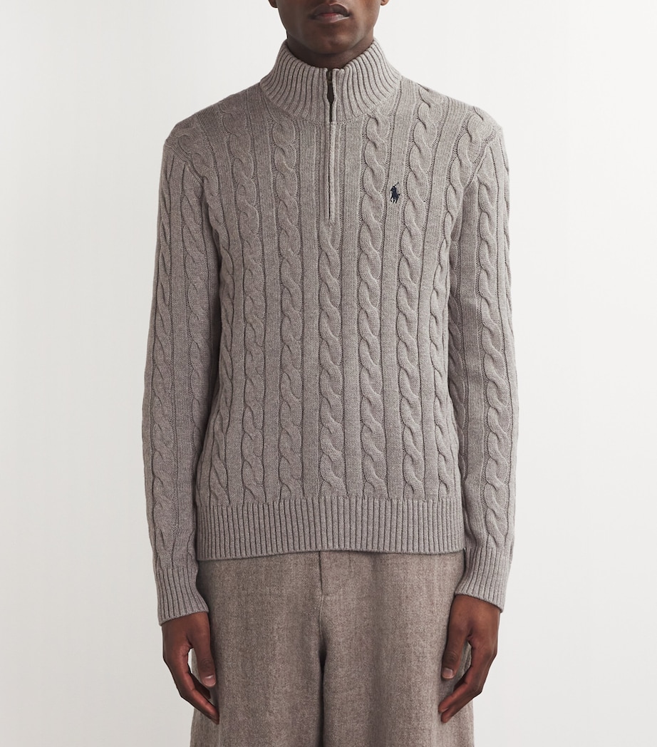 Polo Ralph Lauren Mens RL KNIT HZ CTTN CABLE W/PP Grey Image 3
