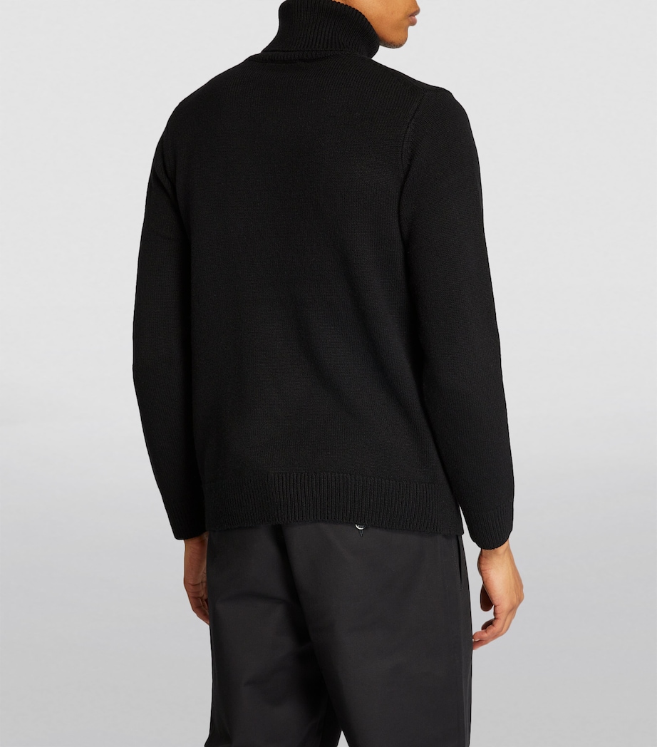 Sandro Paris Mens Wool-Blend Rollneck Sweater Black Image 4