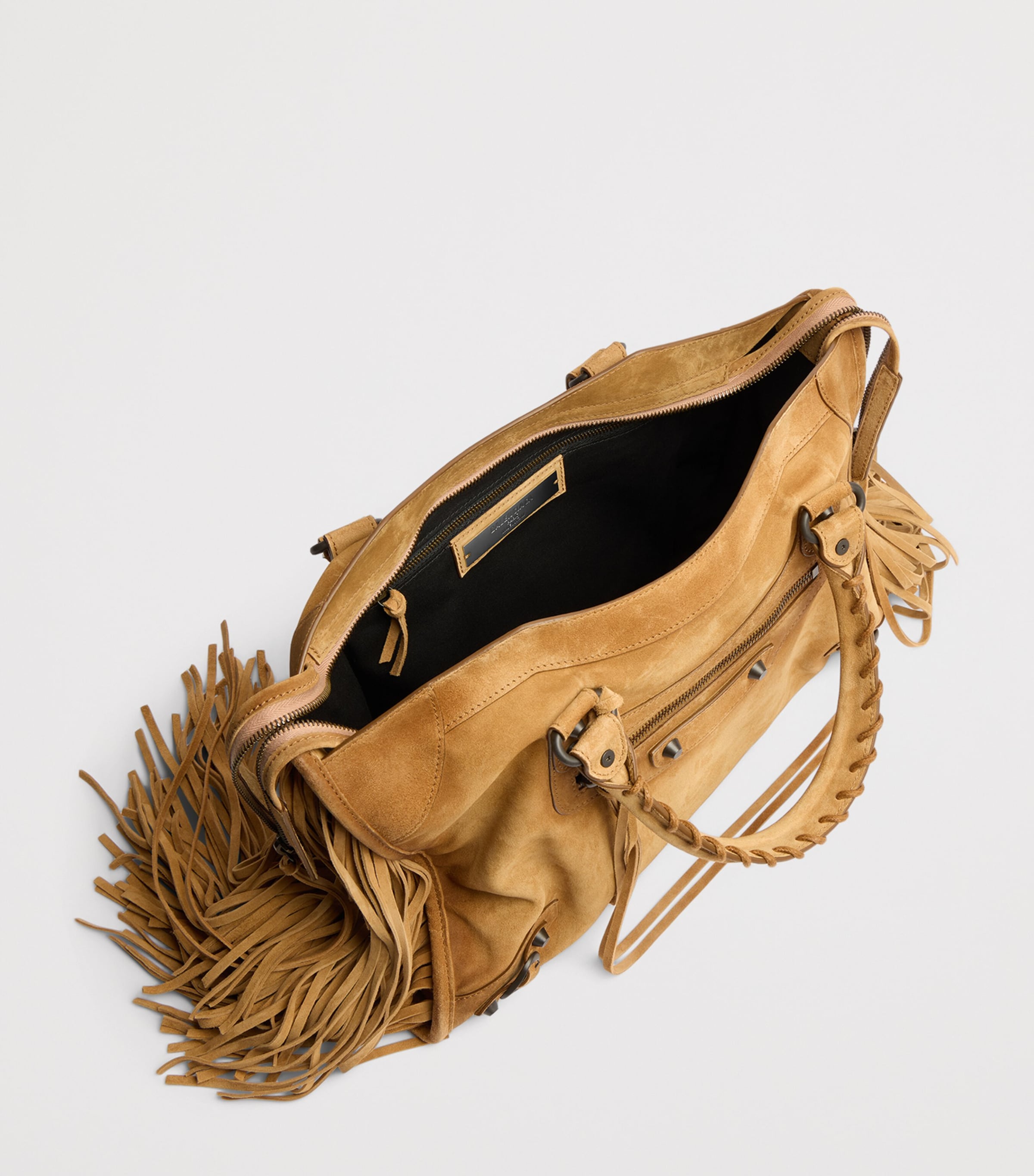 Balenciaga Small Suede Fringe Le City Top-Handle Bag Image 8