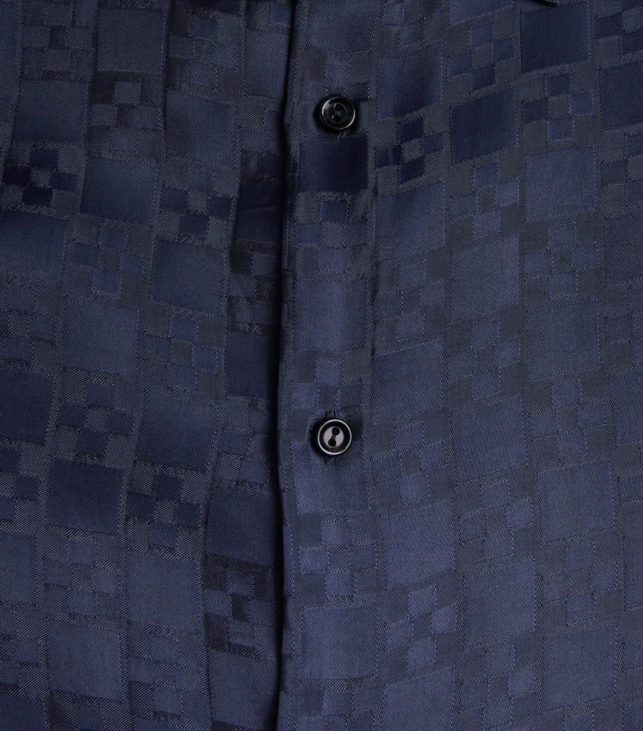 Sandro Paris Mens Jacquard Cross Short-Sleeve Shirt Navy Blue Image 6
