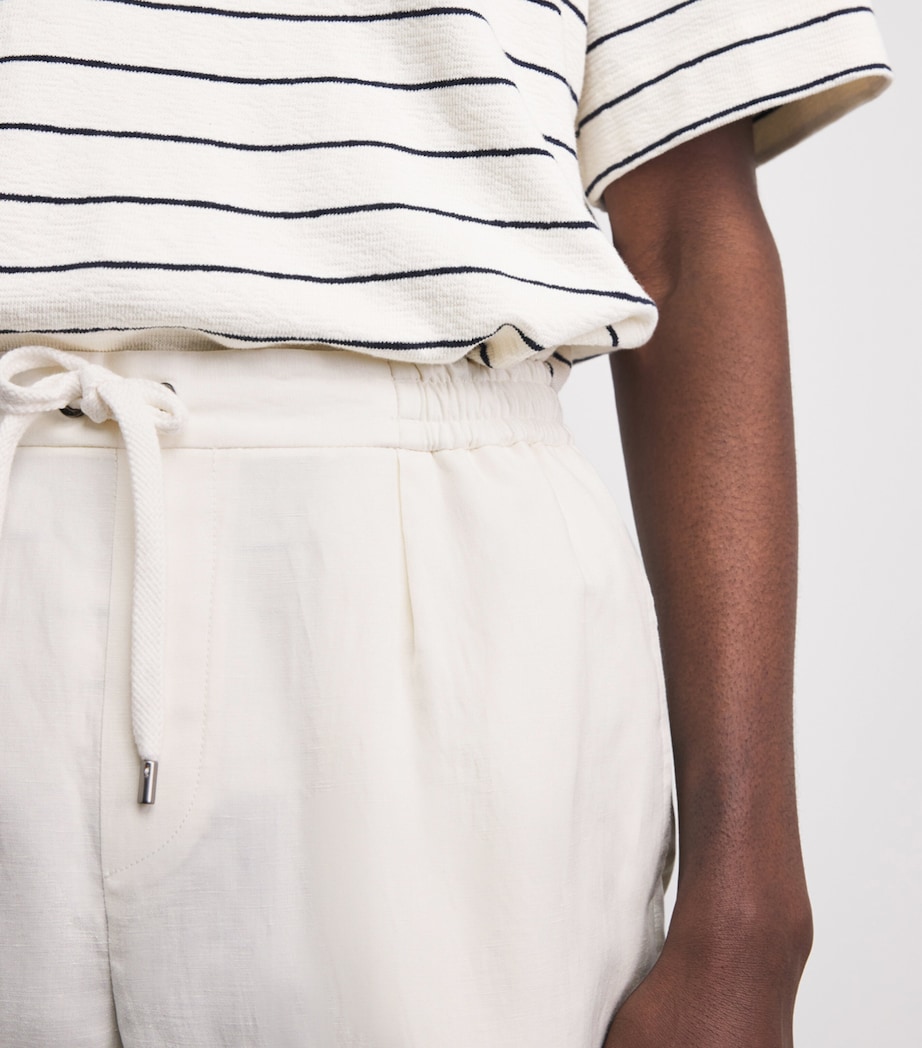 Ralph Lauren Purple Label Mens Silk-Linen Drawstring Shorts Deckwash White Image 3
