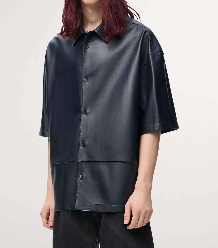 Leather Short-Sleeve Shirt DARK NAVY Image 3