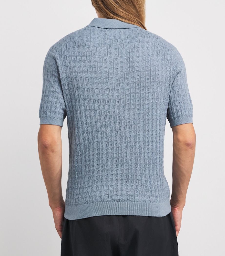 Cotton-Cashmere Diamond Polo Shirt GREY BLUE Image 4