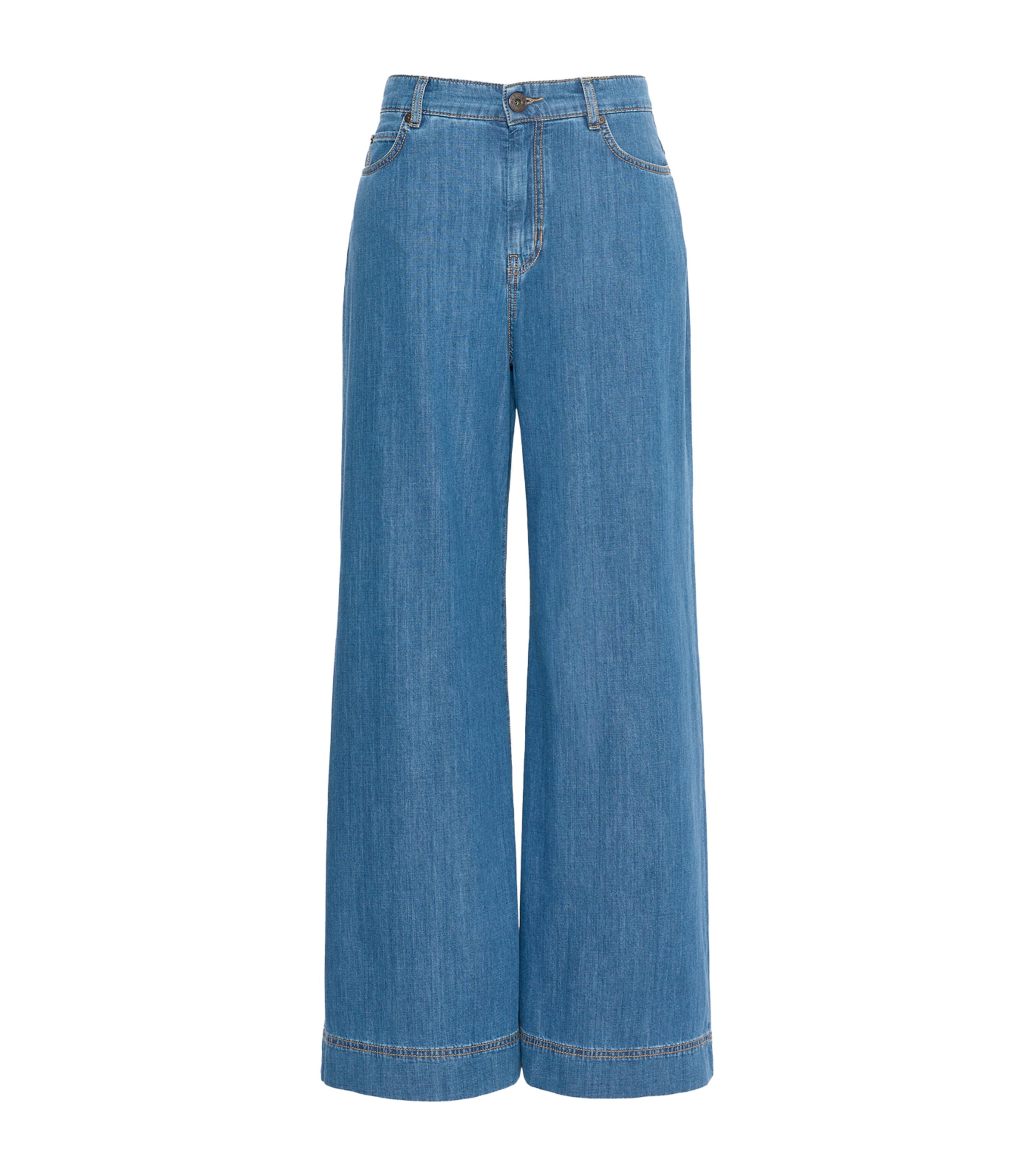Weekend Max Mara Womens High-Rise Wide-Leg Jeans Navy Image 1