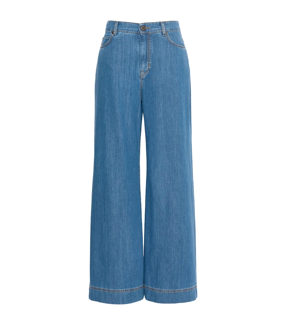 Weekend Max Mara Womens High-Rise Wide-Leg Jeans Navy Image 1