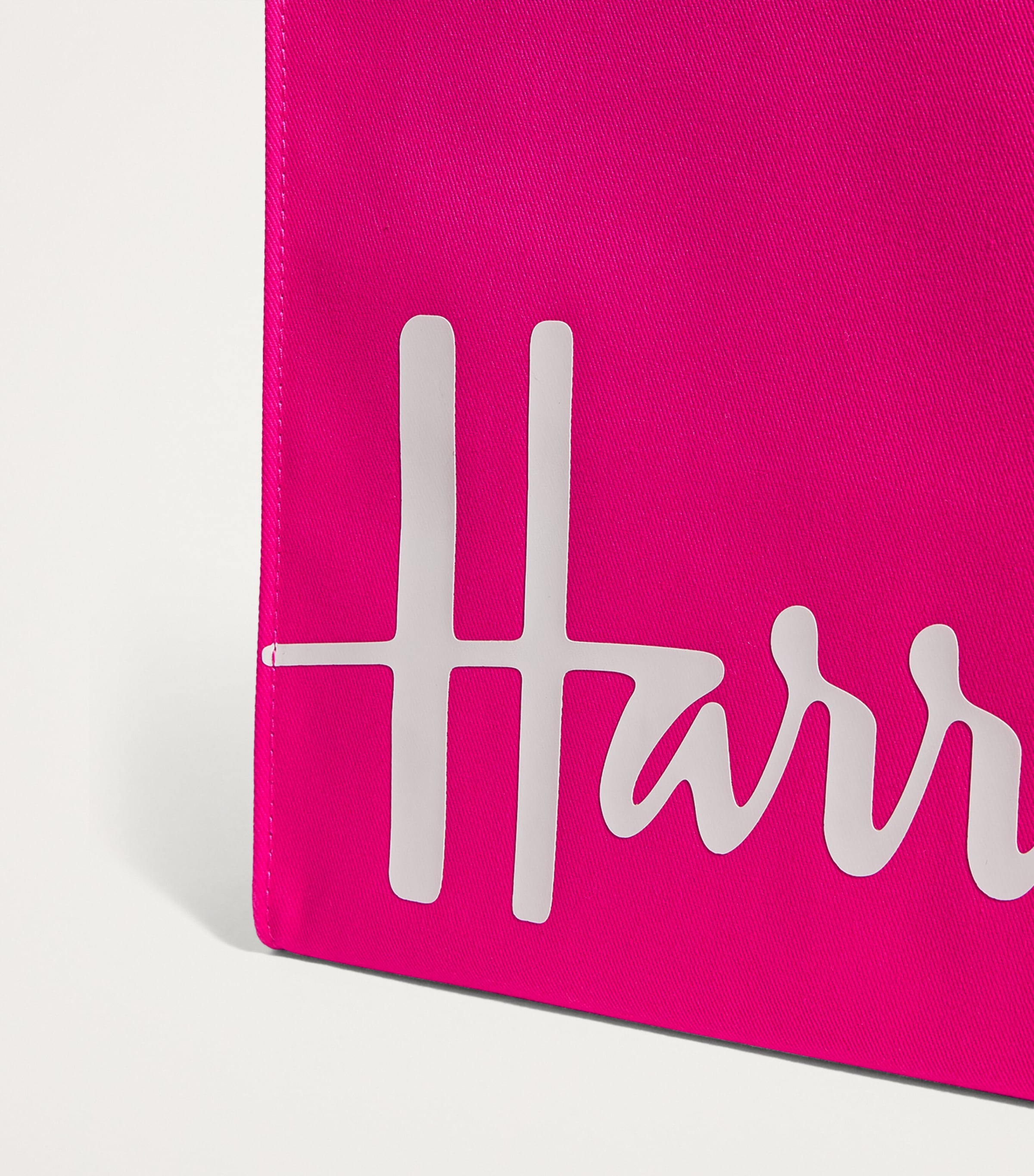 Harrods Small Cotton Logo Tote Bag Bright Pink Image 6