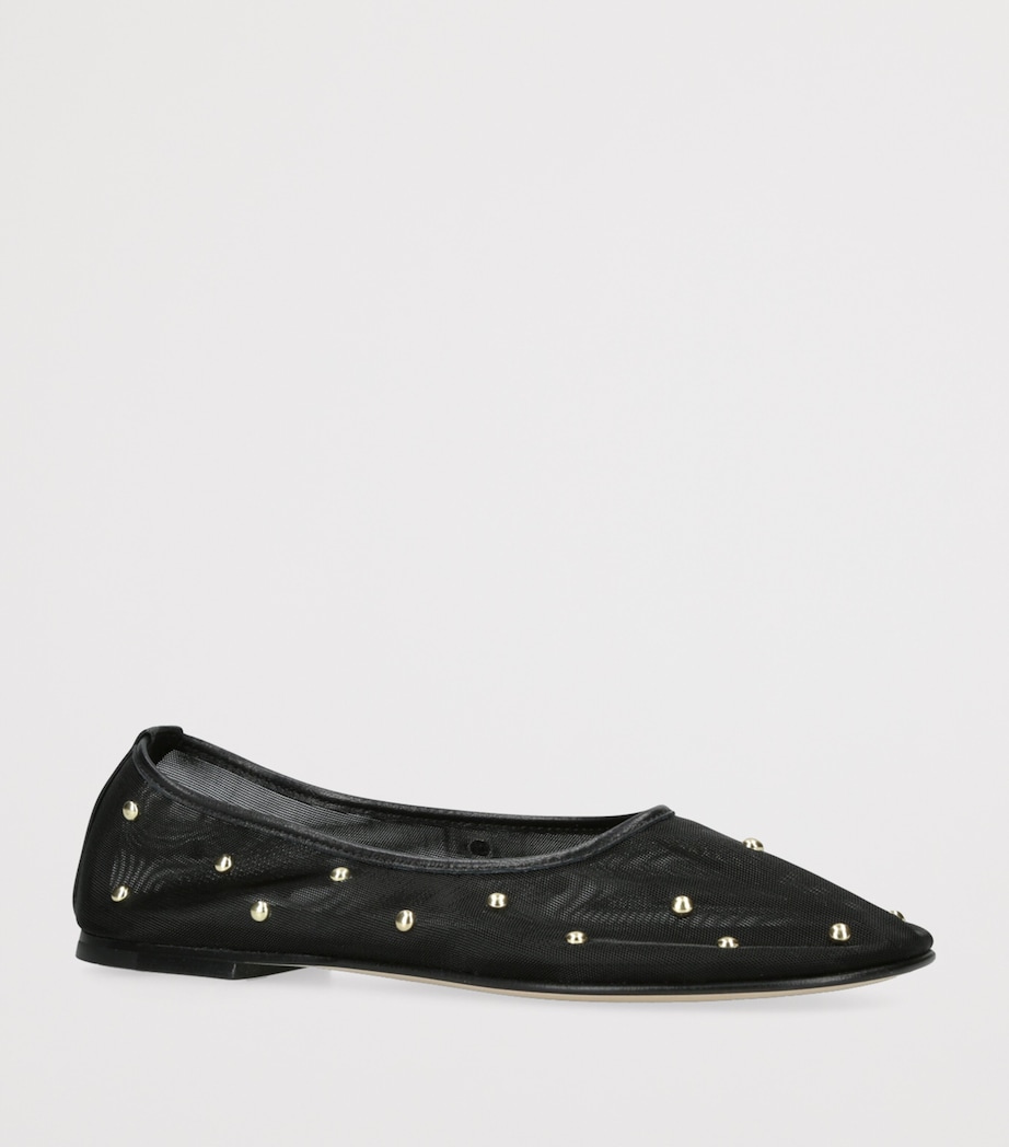 Mesh Stud-Detail Balla Ballet Flats BLACK Image 3