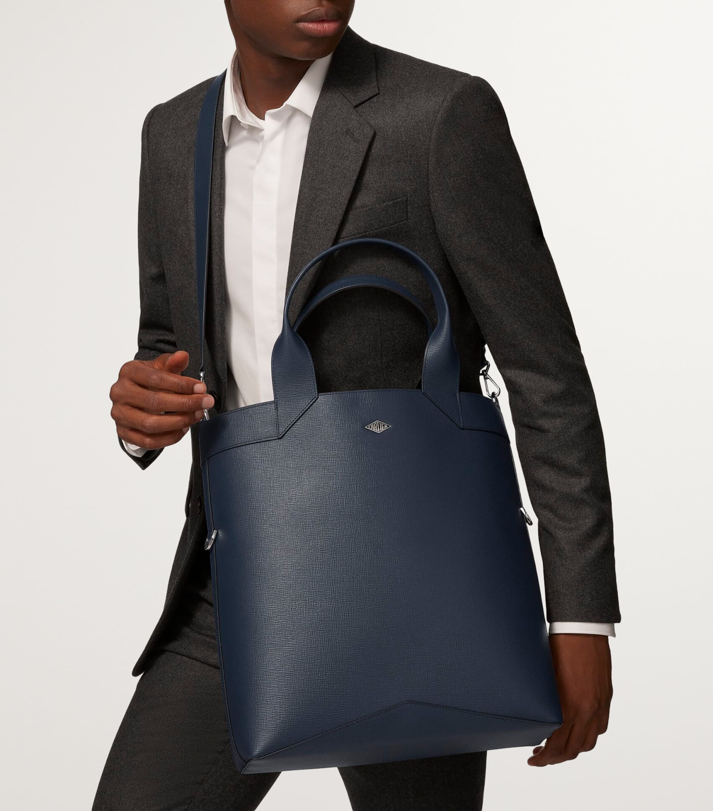 Small Calfskin Losange Tote Bag NAVY BLUE Image 6