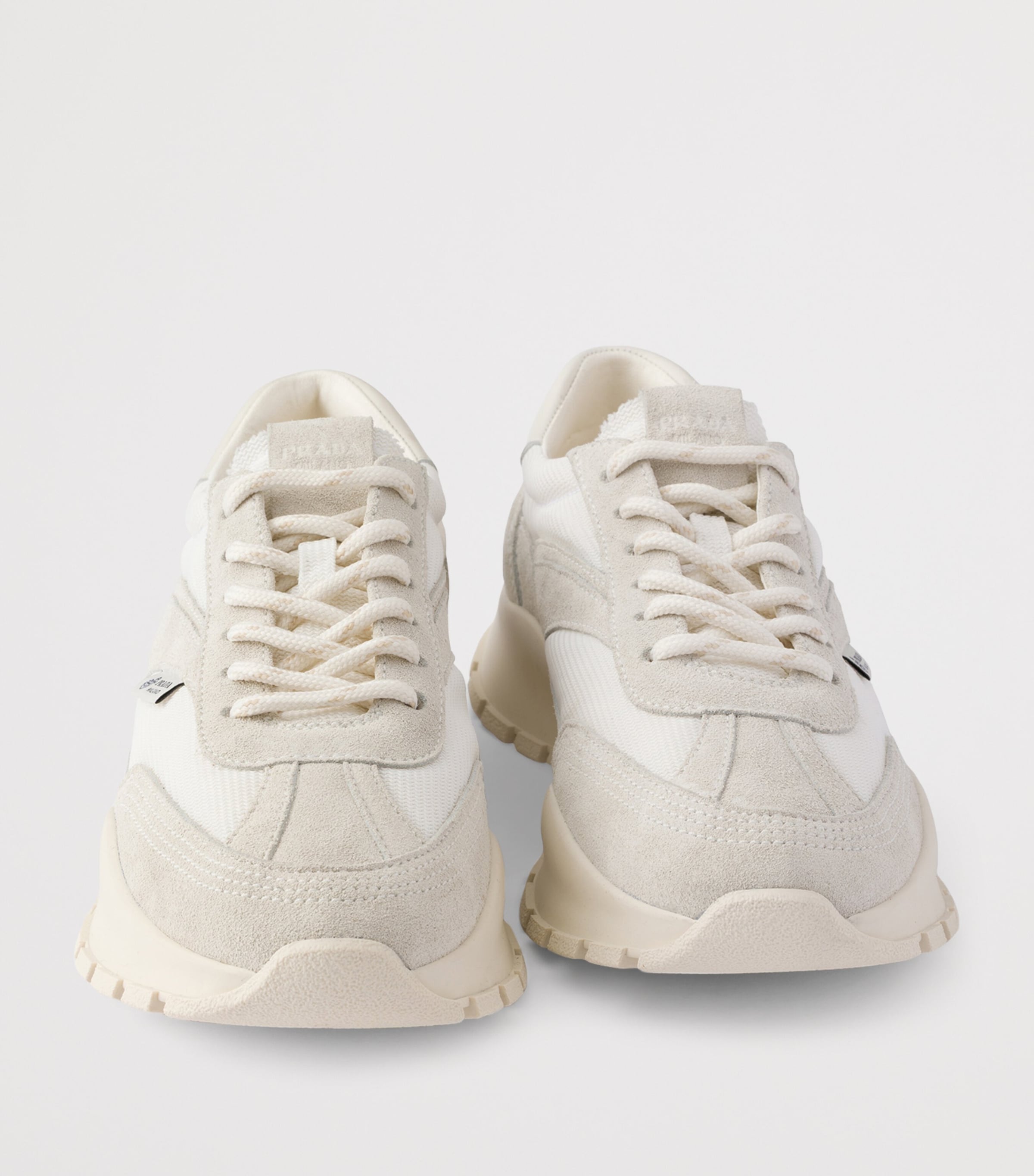Prada Mesh and Suede Sneakers White Image 5