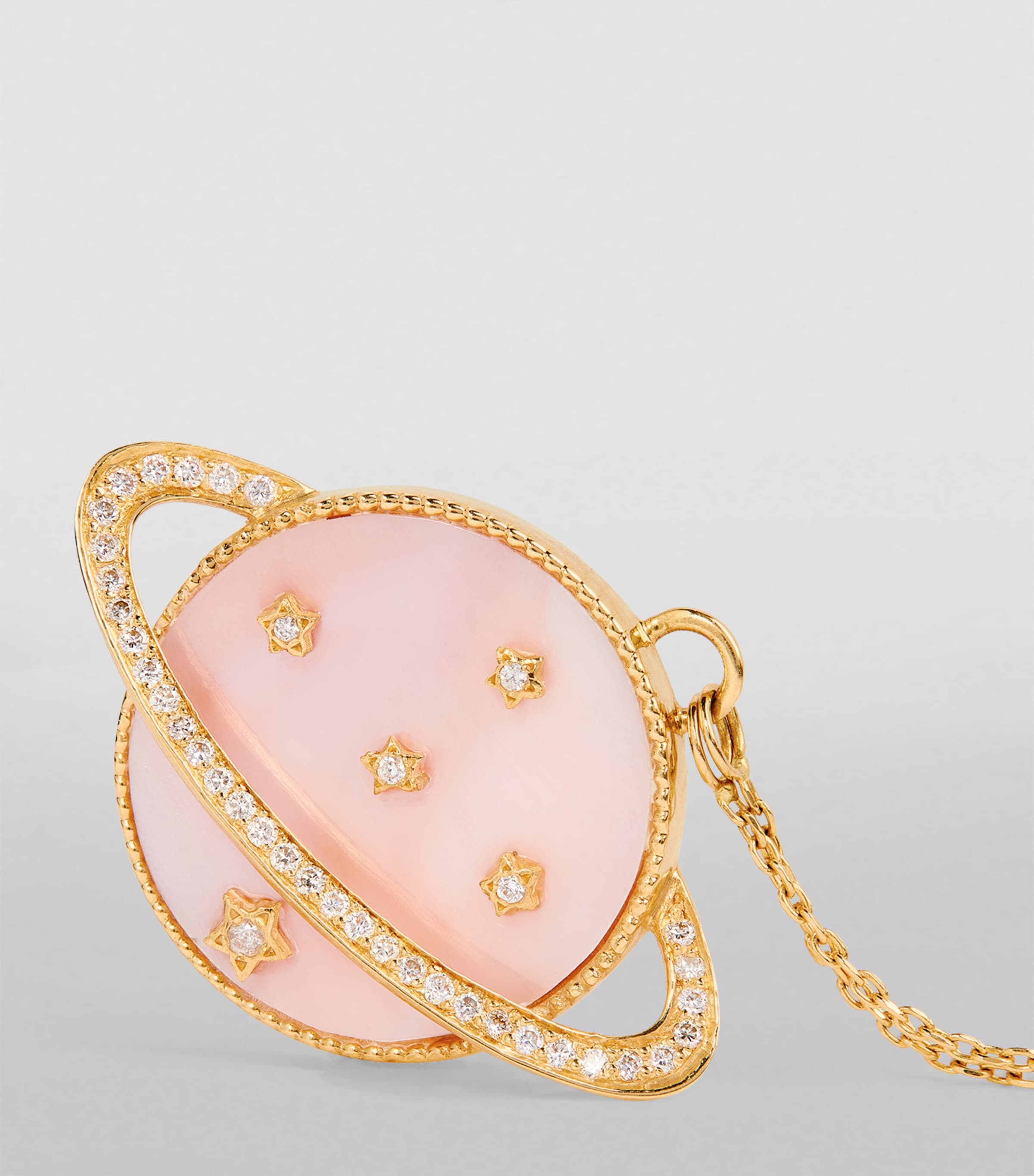L'ATELIER NAWBAR Yellow Gold, Diamond and Pink Mother-of-Pearl Cosmic Love Necklace Pink Image 5