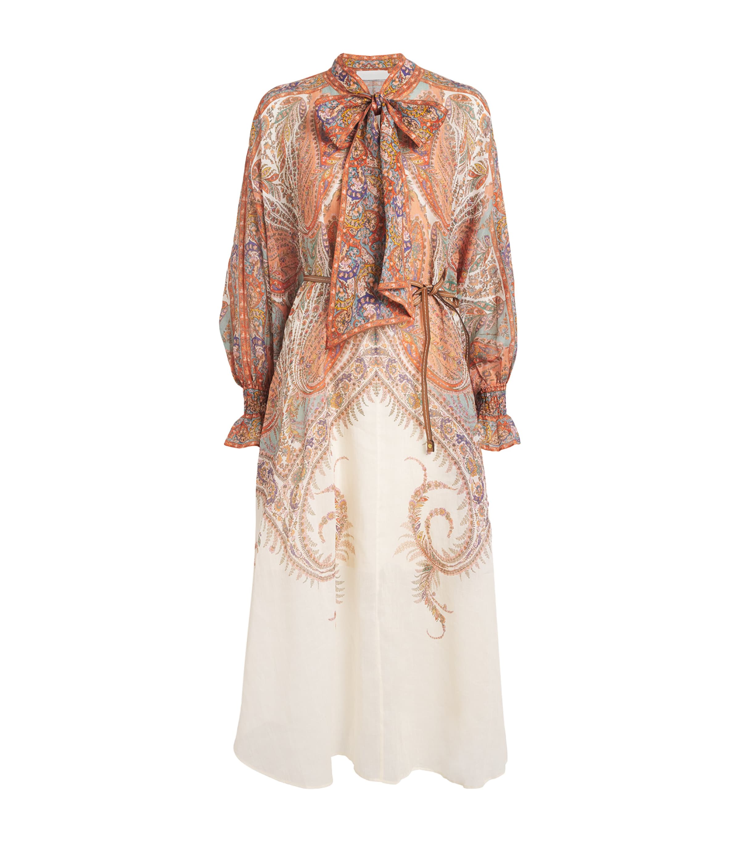 Zimmermann Womens Rhiannon Floral Woven Midi Dress Cream Paisley In Brown