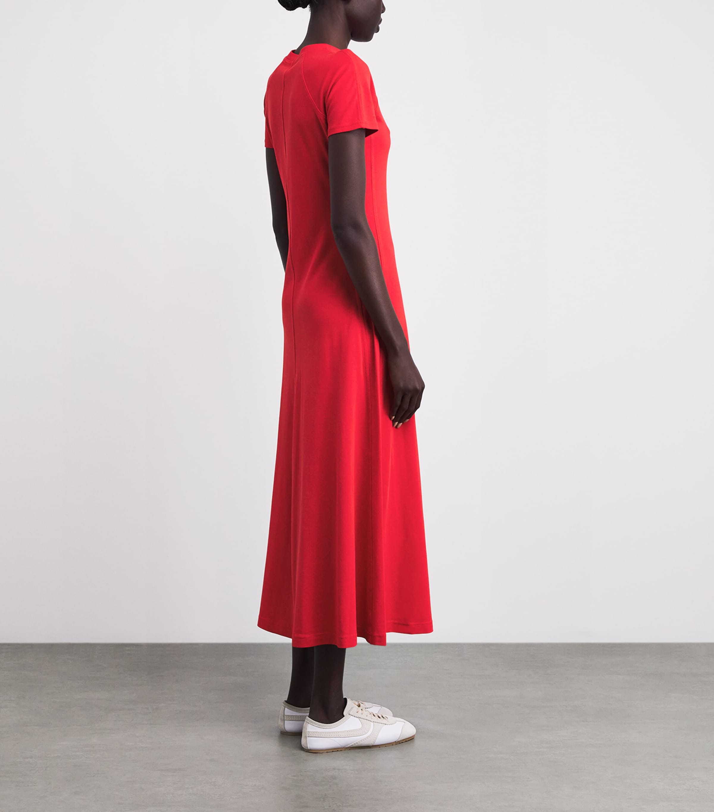 ME+EM Womens Cotton A-Line Midi Dress Lipstick Red Image 4