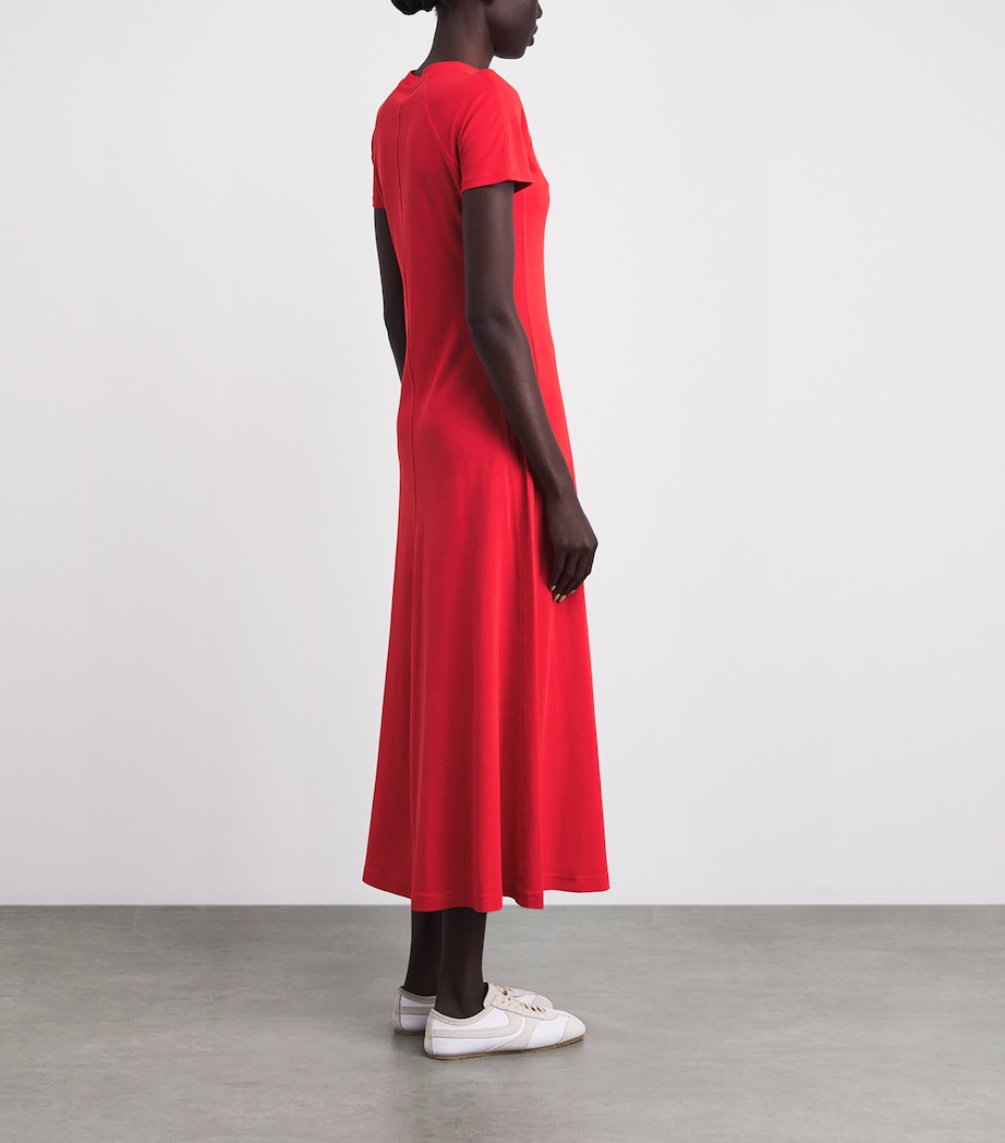 ME+EM Womens Cotton A-Line Midi Dress Lipstick Red Image 4