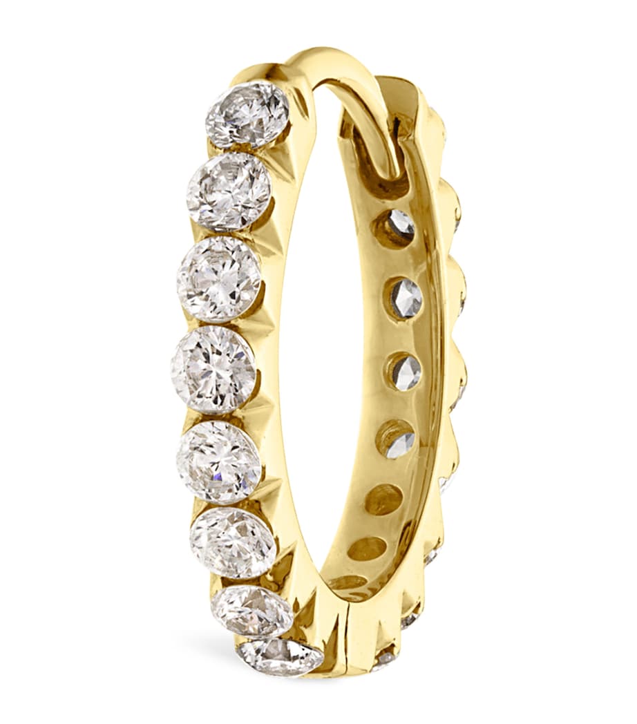 Yellow Gold Invisible Set Diamond Eternity Hoop Earring (9.5mm) YELLOW GOLD Image 1