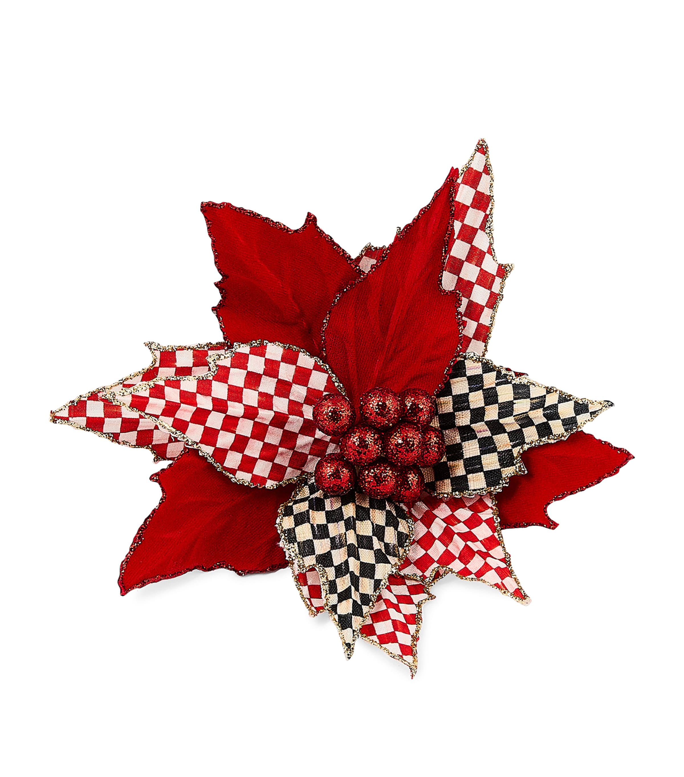 Mackenzie-childs Check It Out Poinsettia Tree Decoration In Red