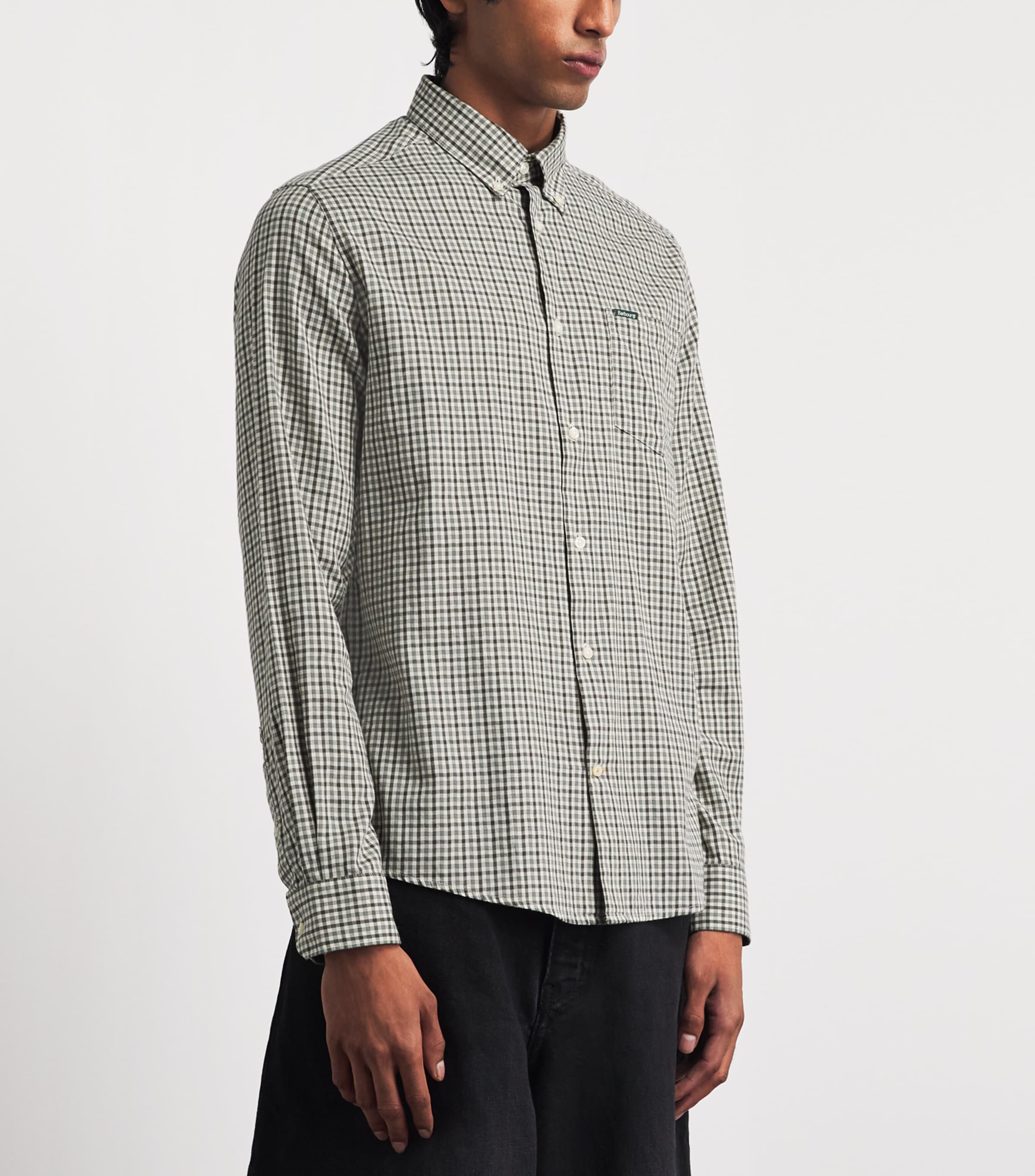Barbour Mens Gingham Padshaw Shirt Olive Image 4