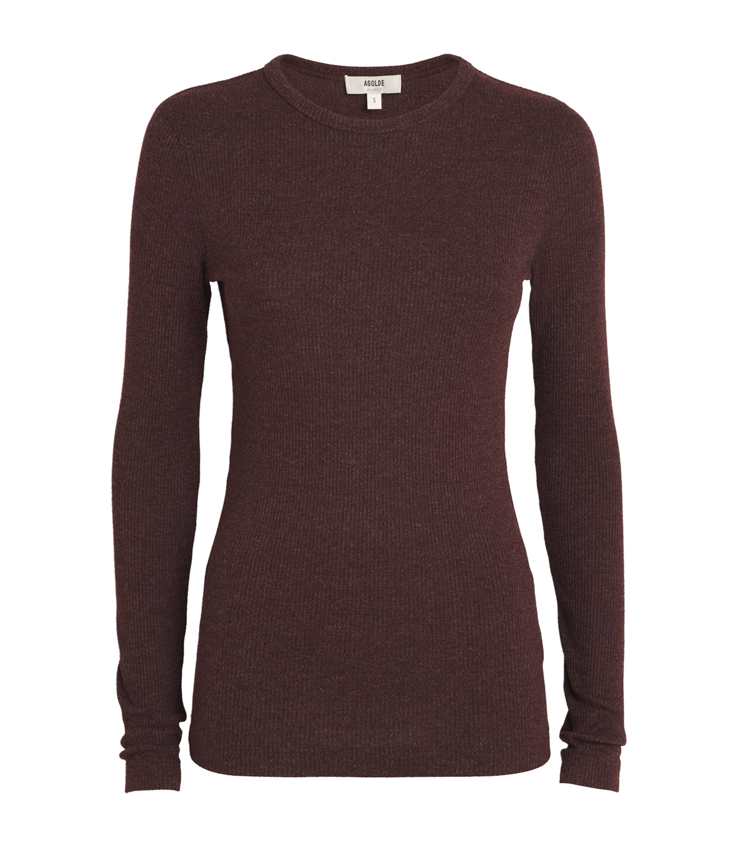 Agolde Ribbed Delphi T-shirt In Brown