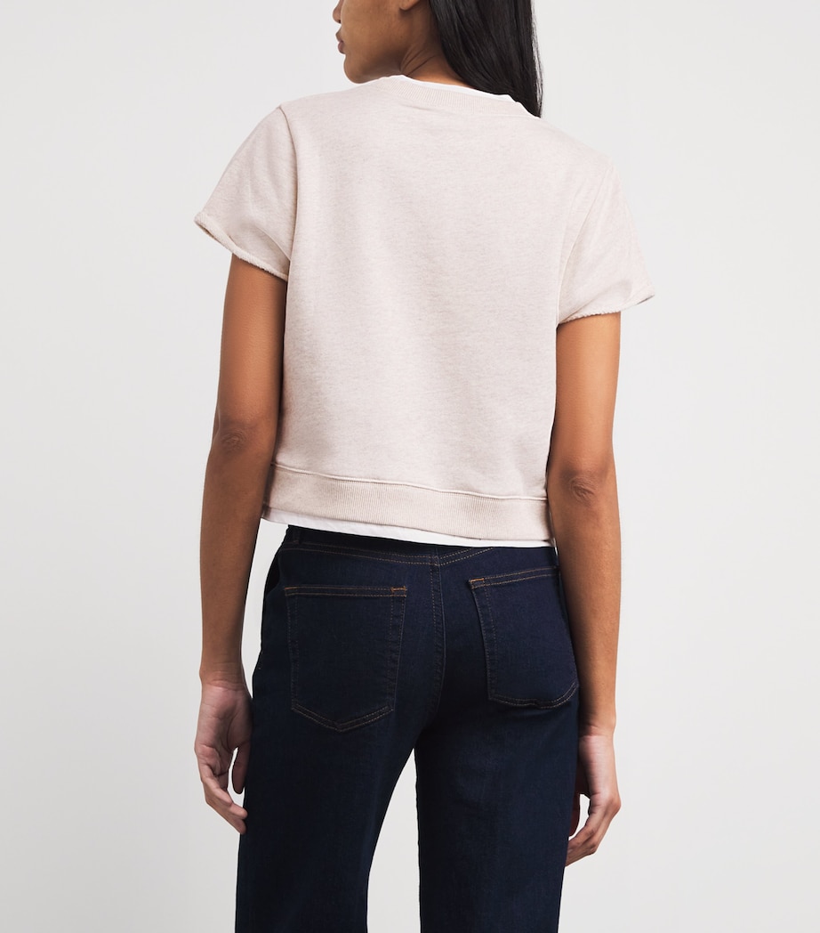 ME+EM Womens Organic Cotton Double-Layer T-Shirt Melange/white Image 5