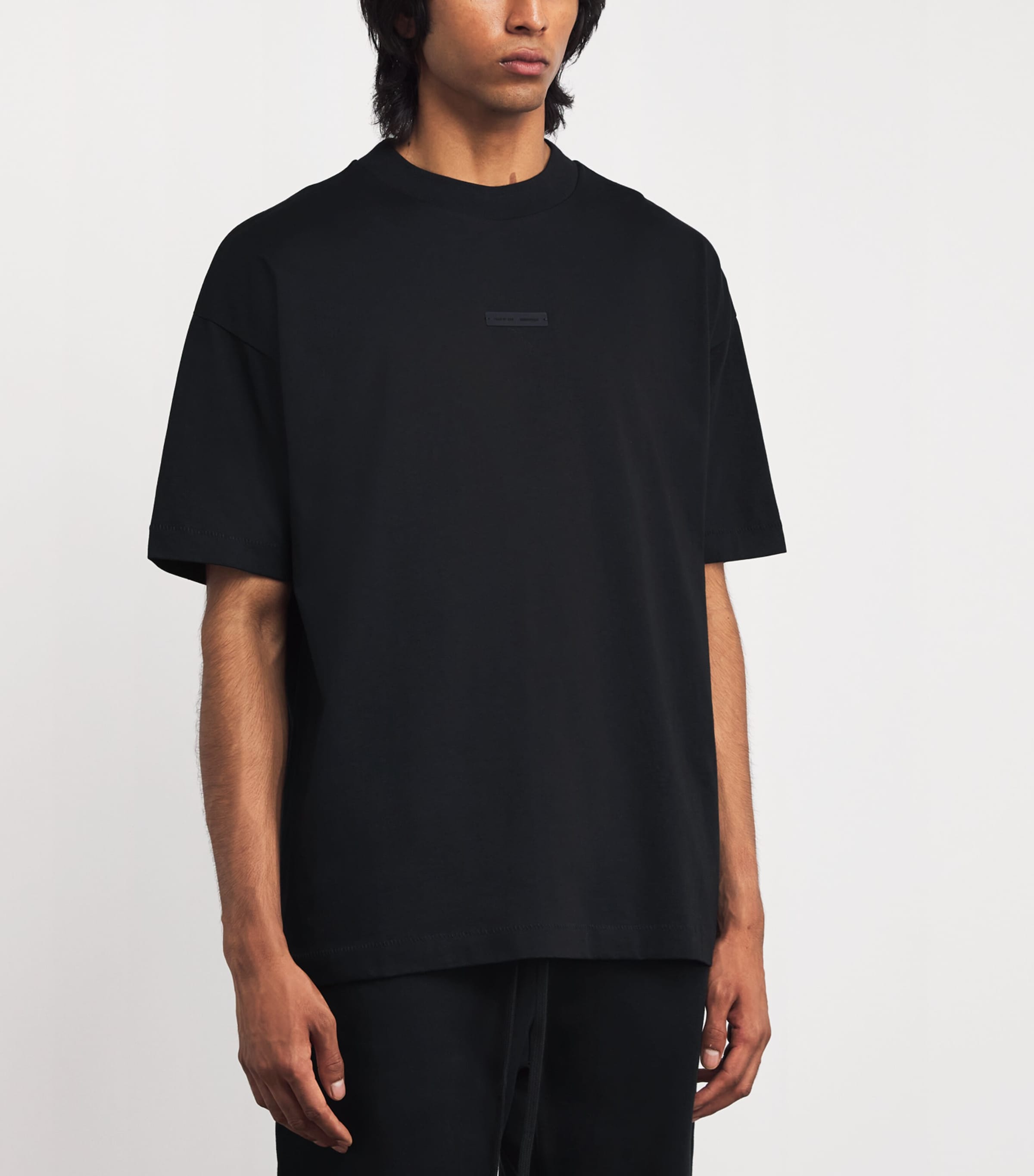 FEAR OF GOD ESSENTIALS Mens Cotton Logo Oversized T-Shirt Jet Black Image 3